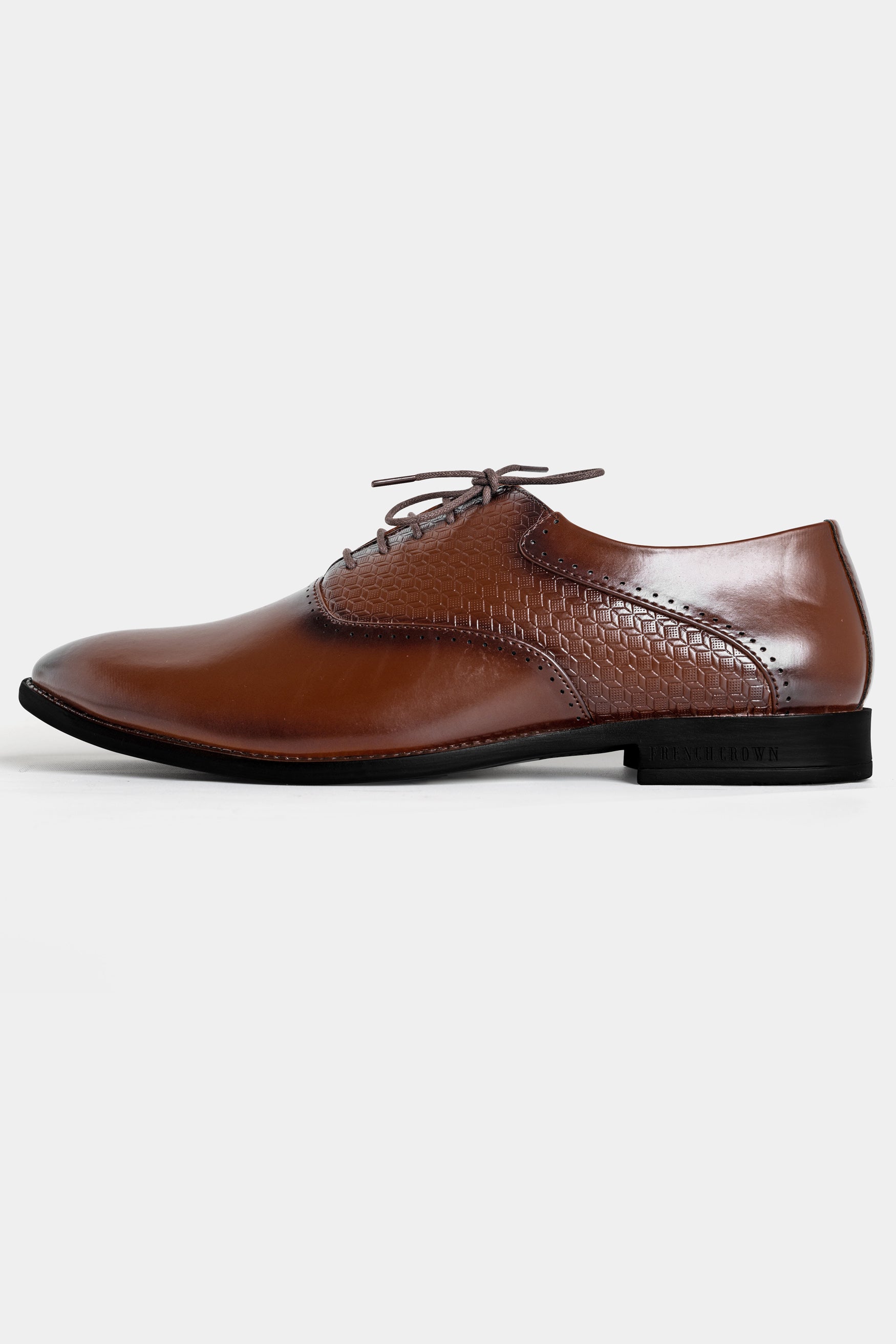 Irish Coffee Brown Textured Vegan Leather Derby Shoes