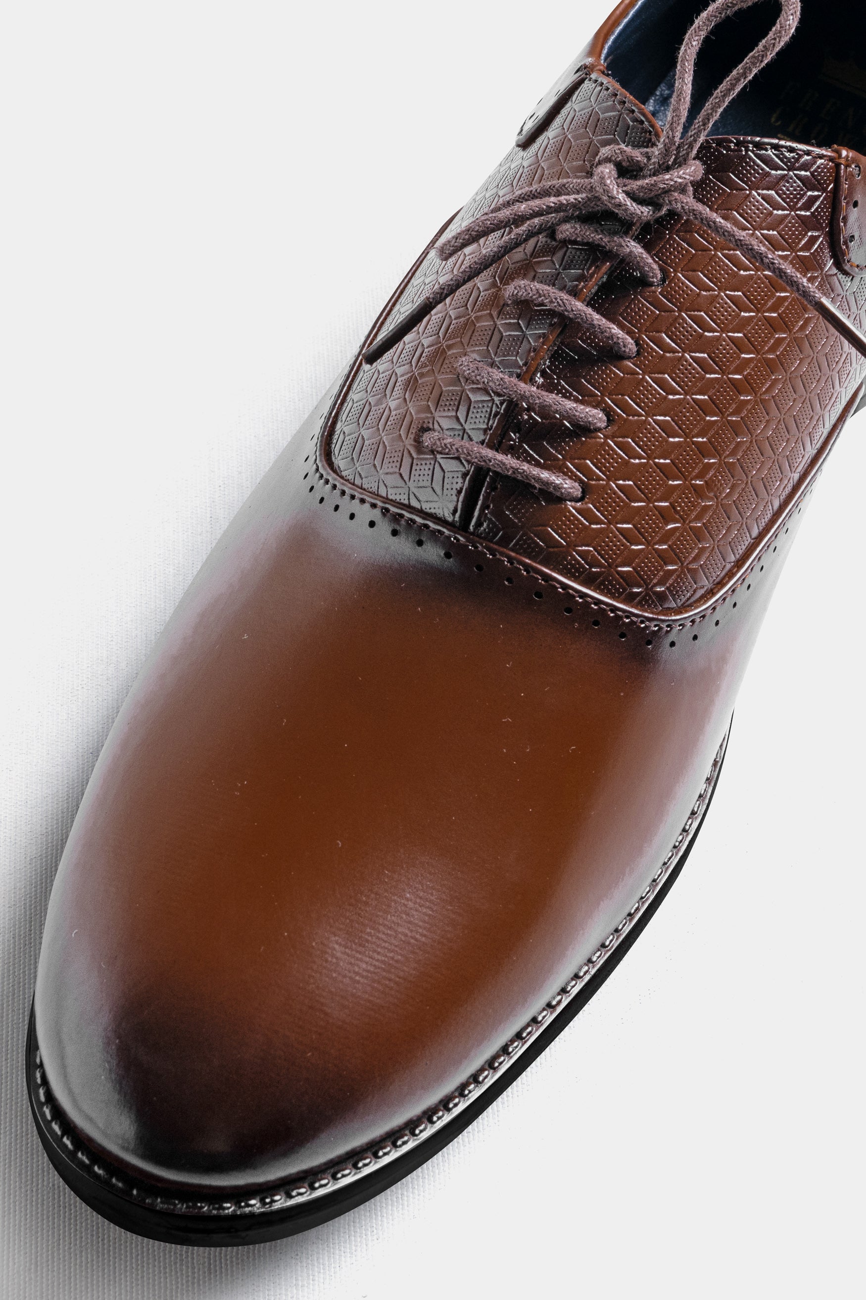 Irish Coffee Brown Textured Vegan Leather Derby Shoes