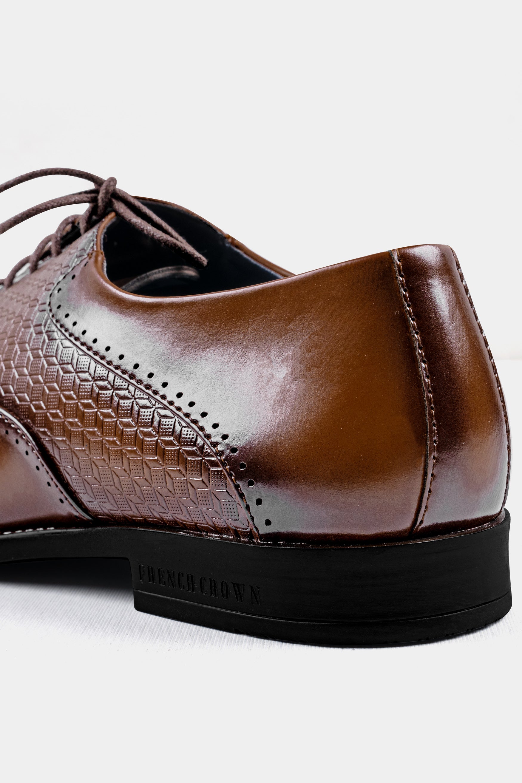 Irish Coffee Brown Textured Vegan Leather Derby Shoes