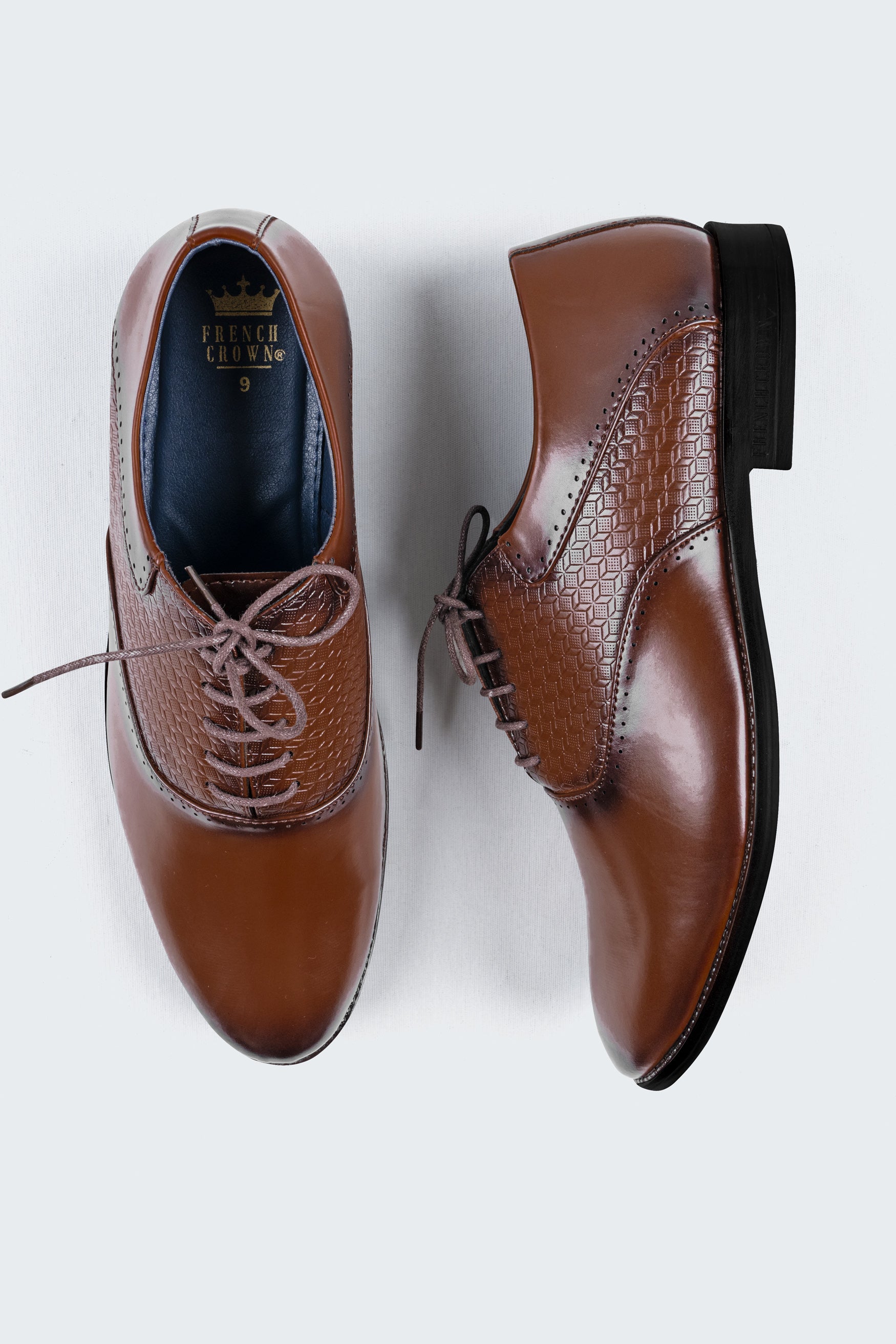Irish Coffee Brown Textured Vegan Leather Derby Shoes