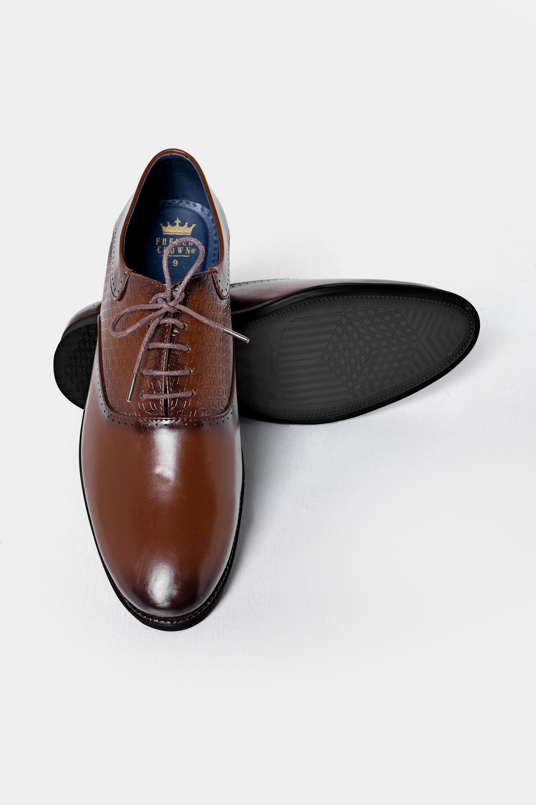 Irish Coffee Brown Textured Vegan Leather Derby Shoes