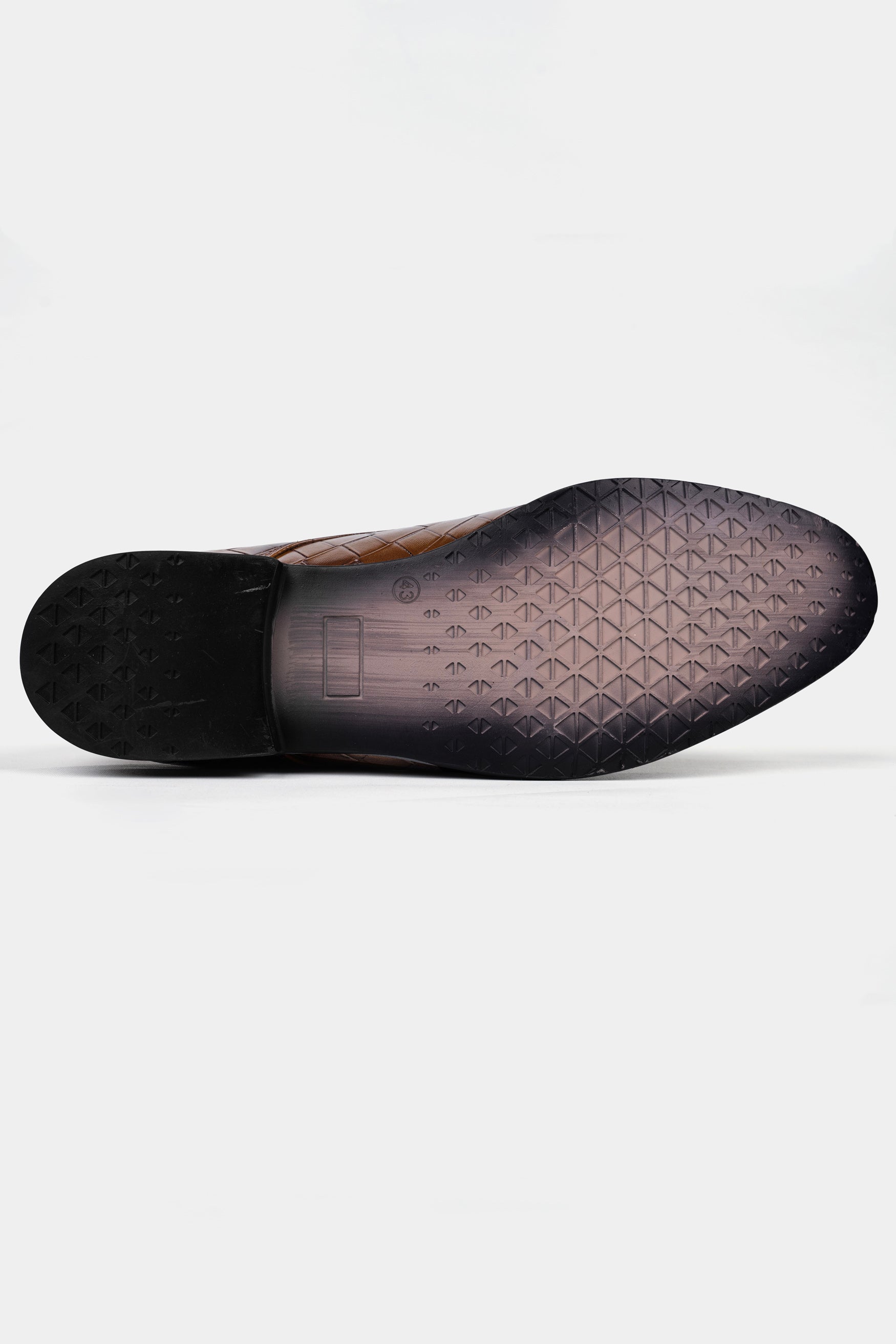 Walnut Brown Weave Textured Vegan Leather Derby Shoes