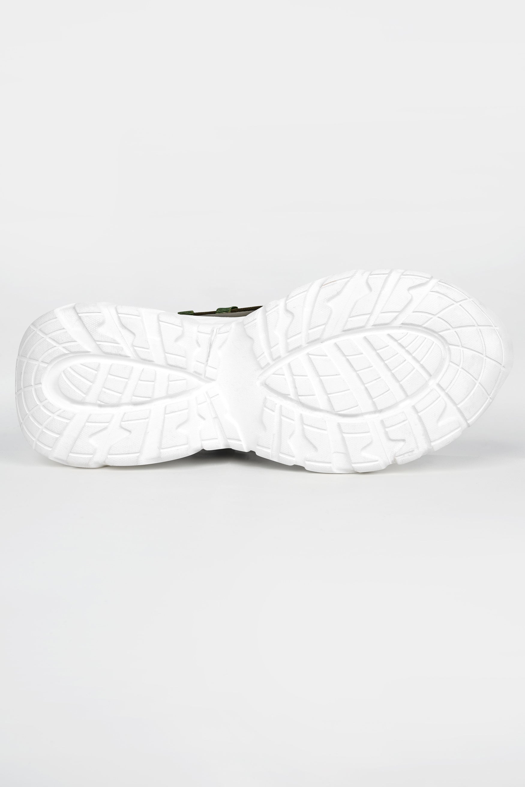 Taupe Green with White sole Lace-Up Running Shoes