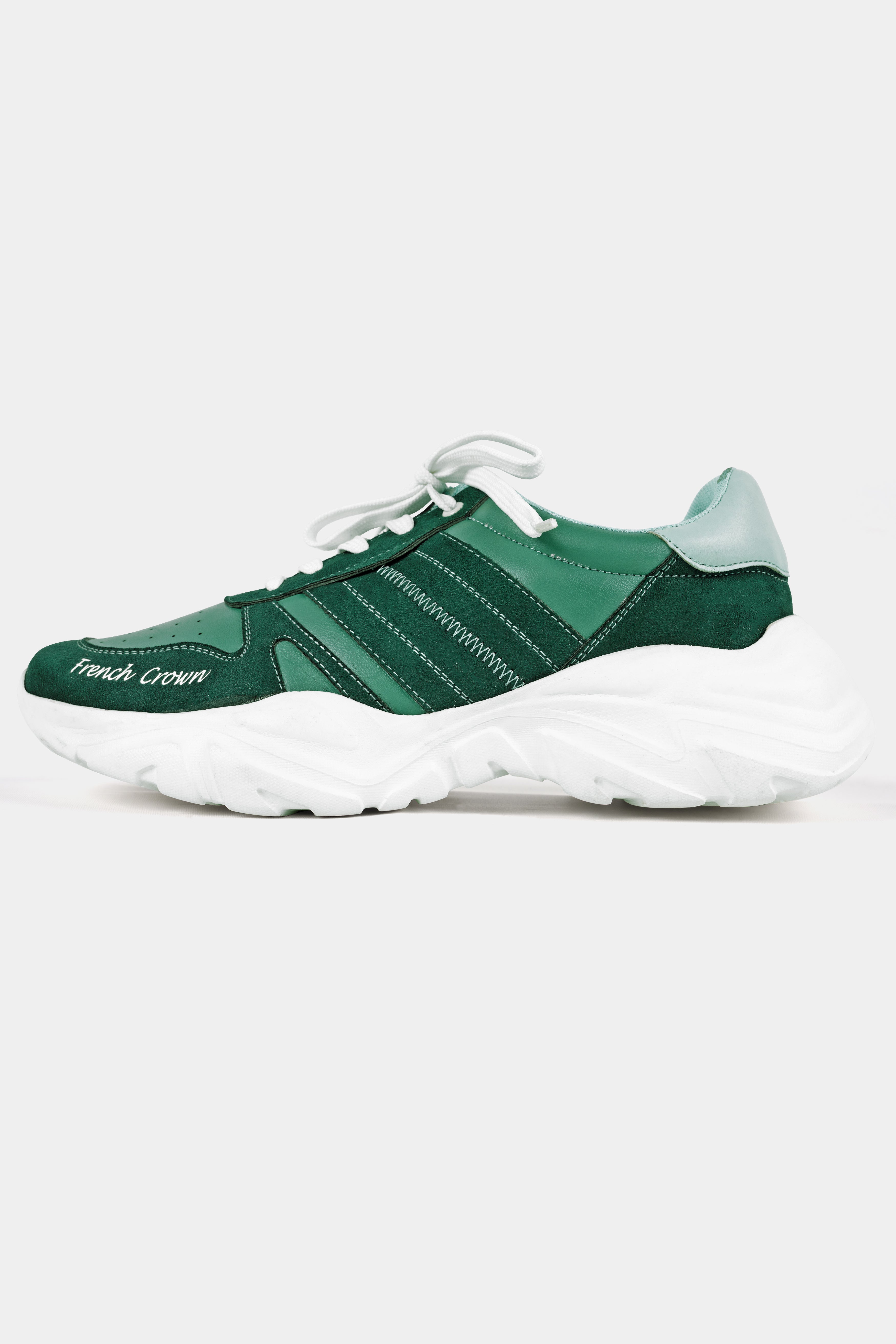 Everglade and Viridian Green with White Lace-up Sneakers