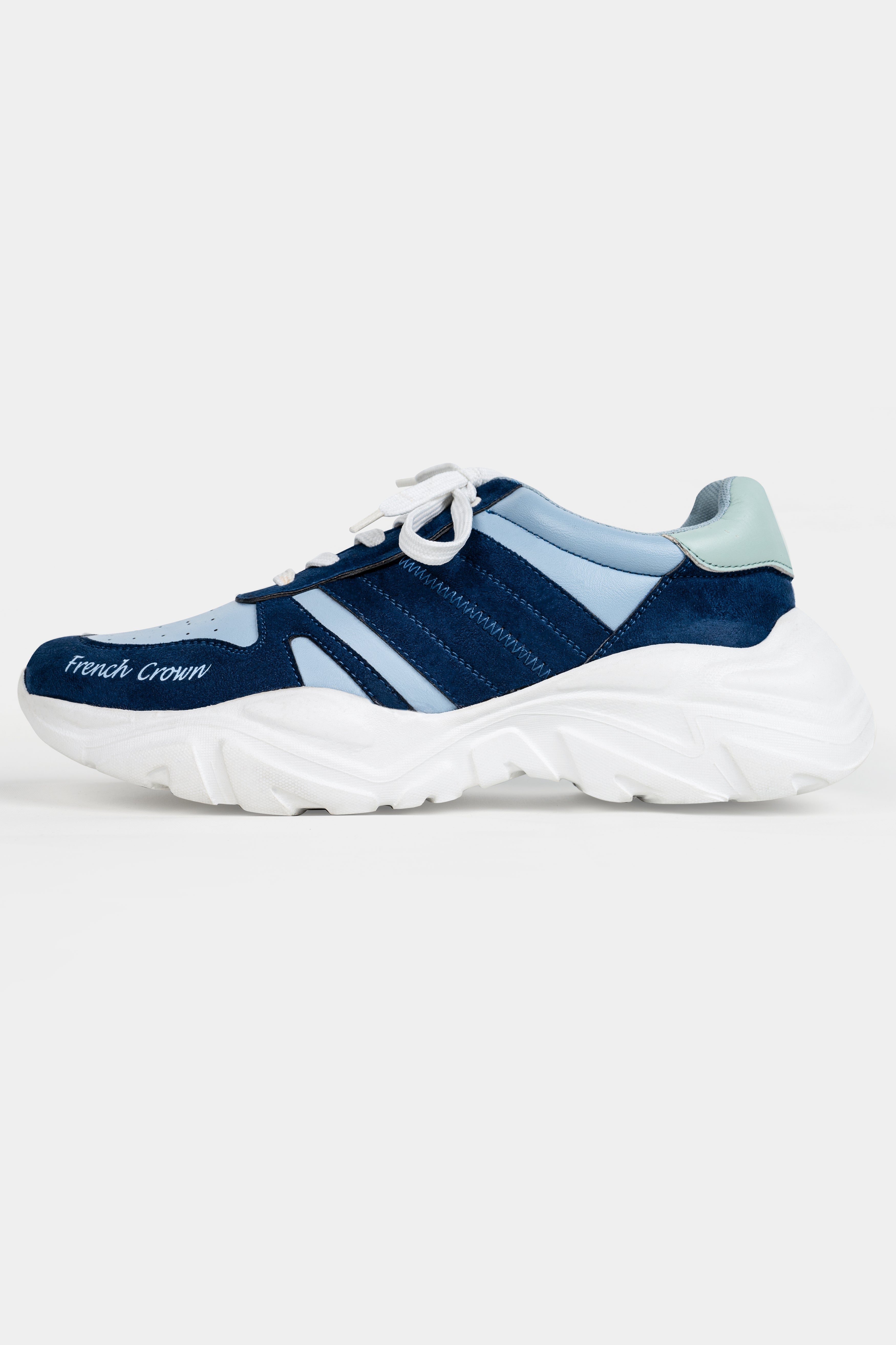 Yale and Glacier Blue with White Lace-up Sneakers