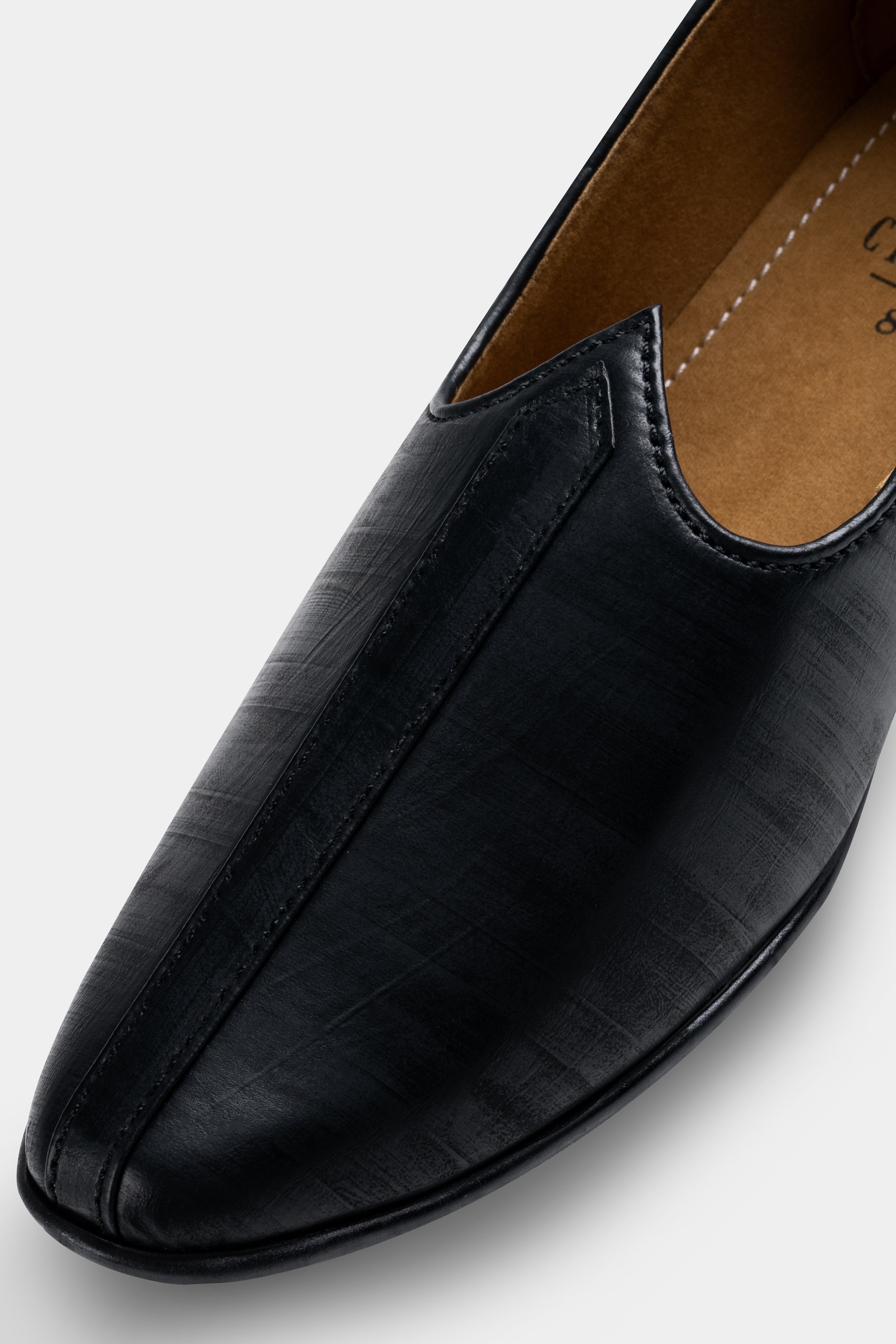 Jade Black Vegan Leather Hand Stitched Jutis