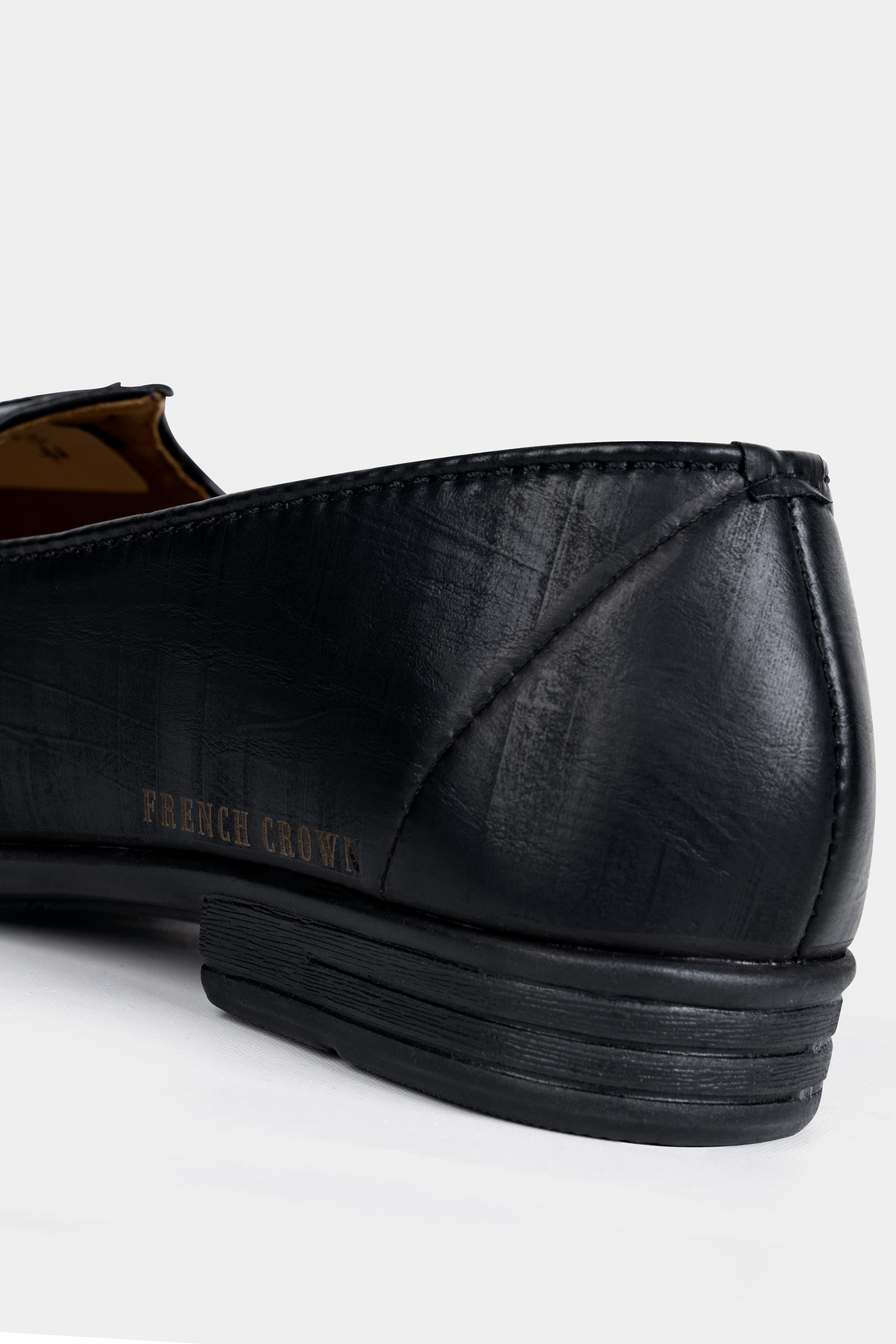 Jade Black Vegan Leather Hand Stitched Jutis