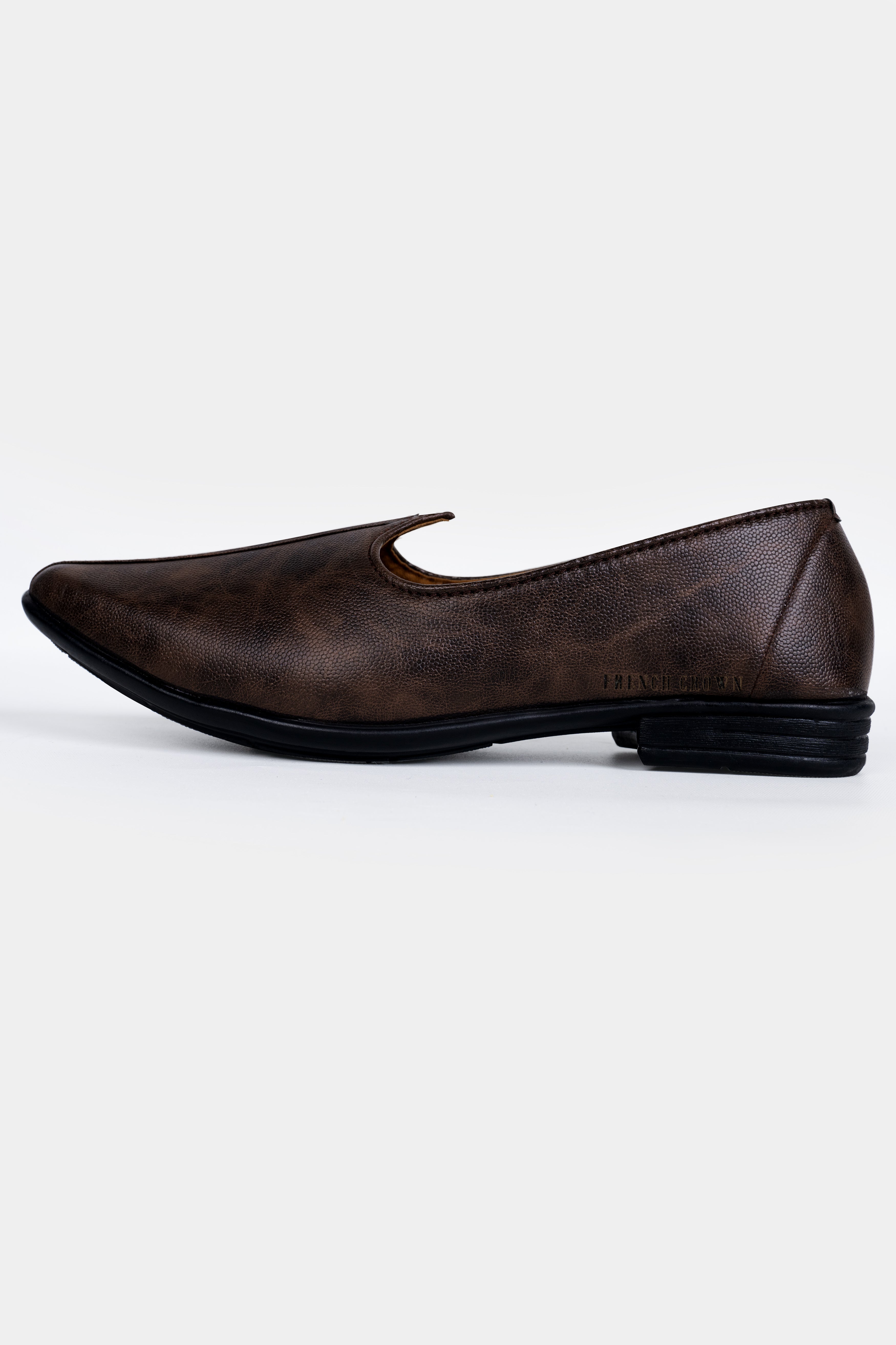 Brown Textured Vegan Leather Hand Stitched Jutis