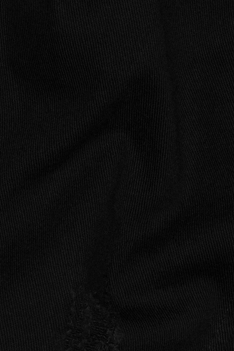 Jade Black Mildly Distressed Rinse Wash Stretchable Denim