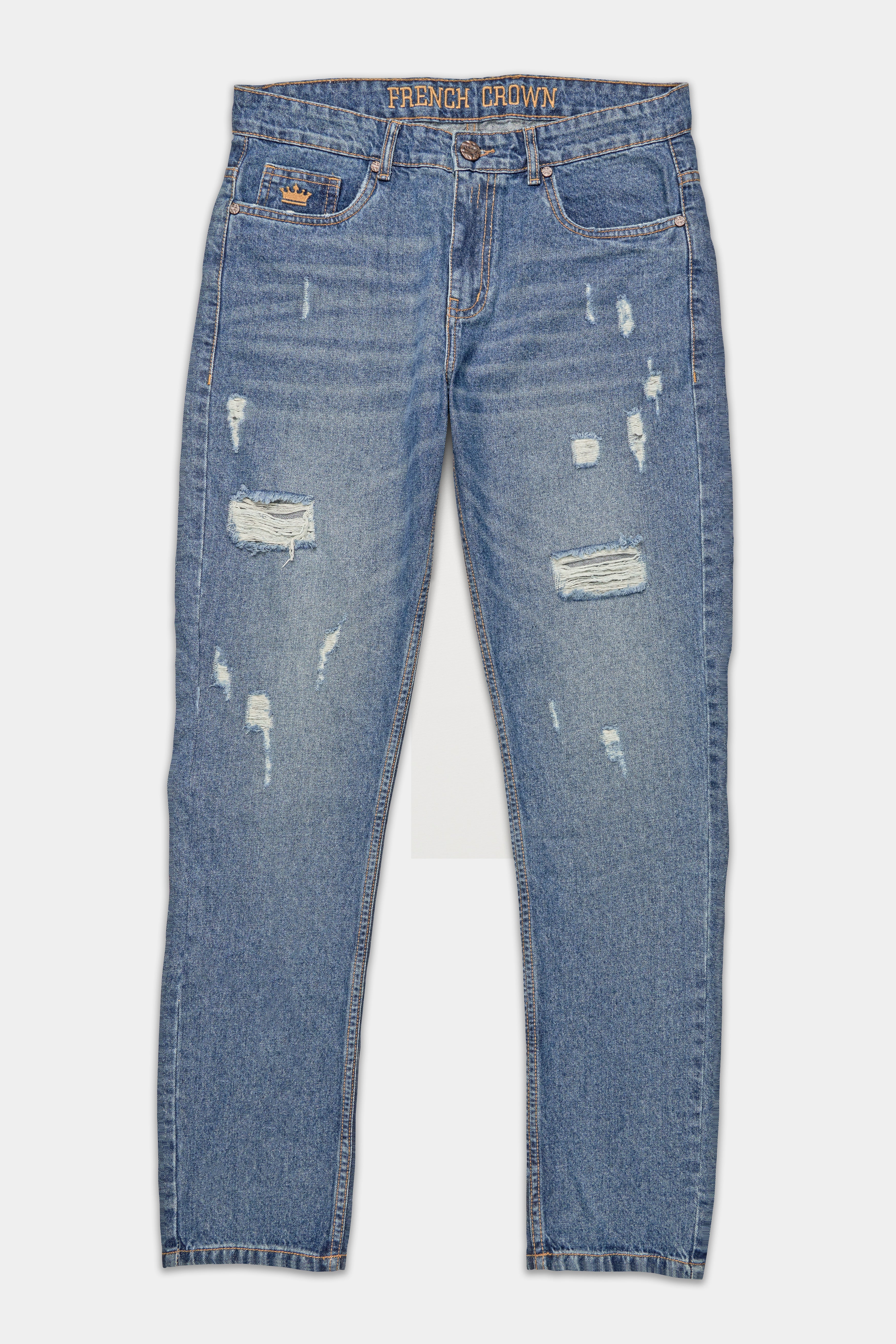 Waikawa Blue Mildly Distressed Whiskering Wash Denim J235-30, J235-32, J235-34, J235-36, J235-38, J235-40