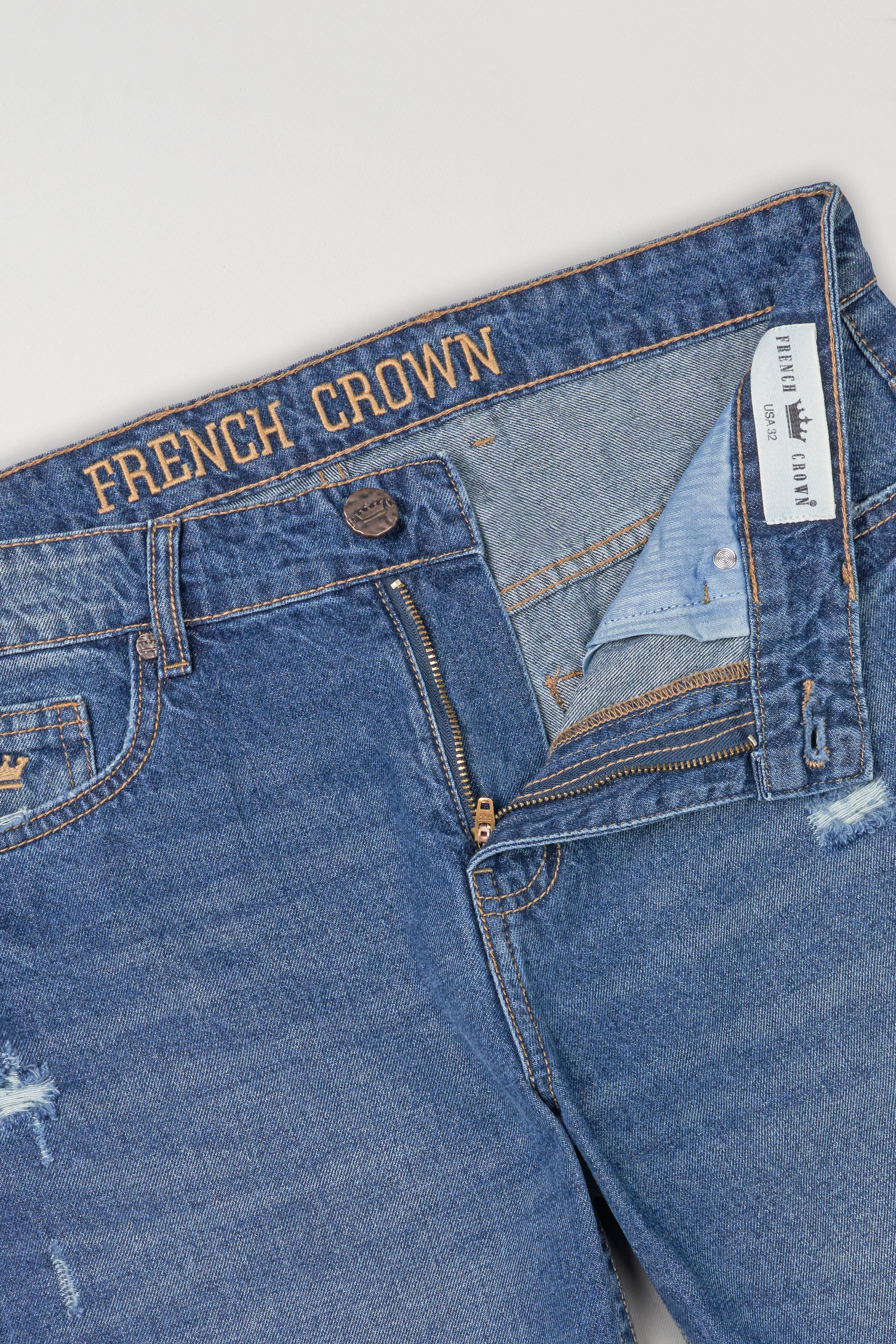 Bayoux Blue Mildly Distressed Whiskering Wash Denim J236-30, J236-32, J236-34, J236-36, J236-38, J236-40