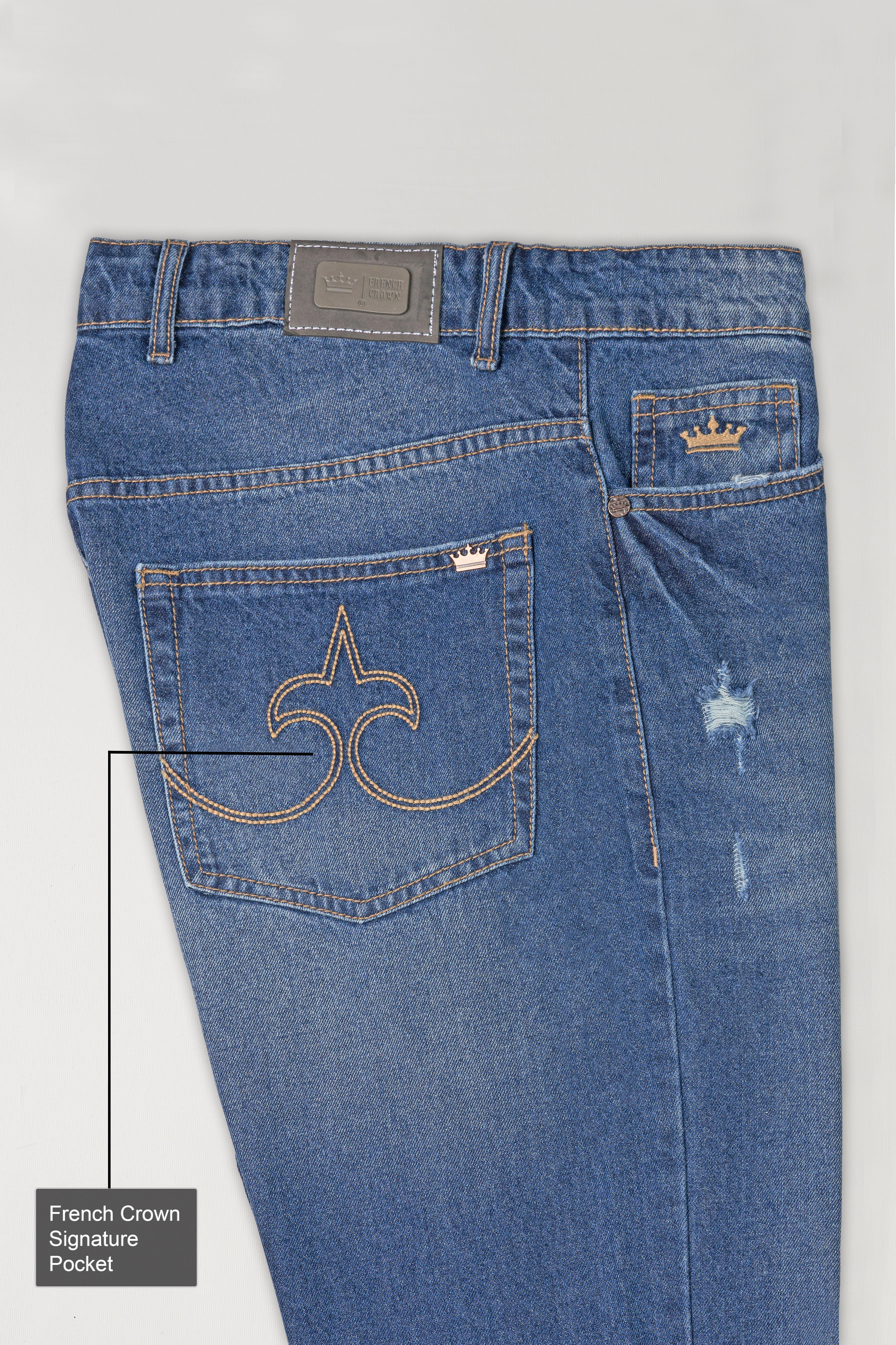 Bayoux Blue Mildly Distressed Whiskering Wash Denim J236-30, J236-32, J236-34, J236-36, J236-38, J236-40