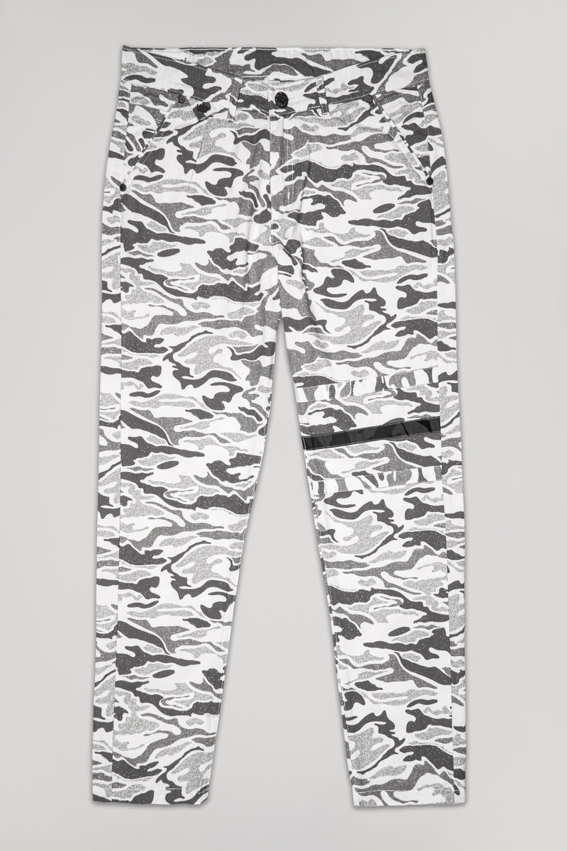 Bright White with Mist Gray Camouflage Denim