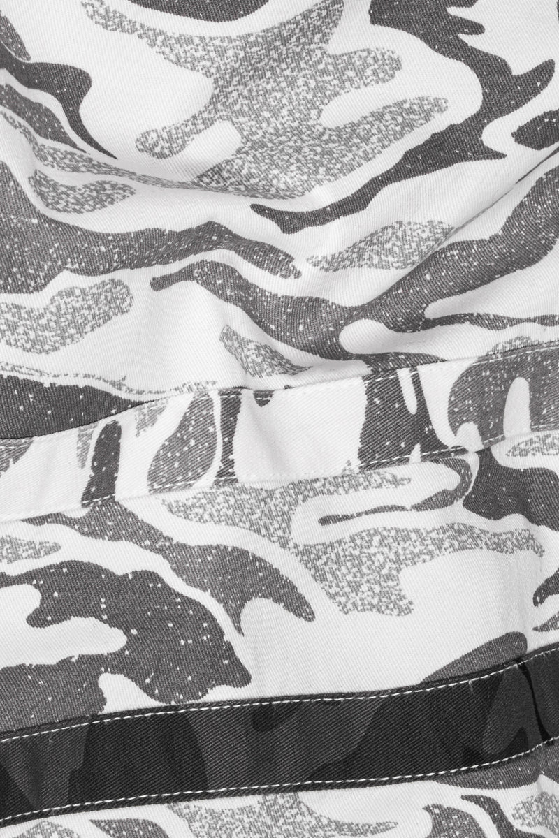Bright White with Mist Gray Camouflage Denim