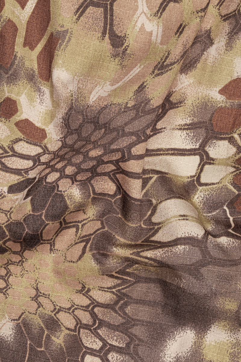 Fawn Brown With Animal Printed Denim
