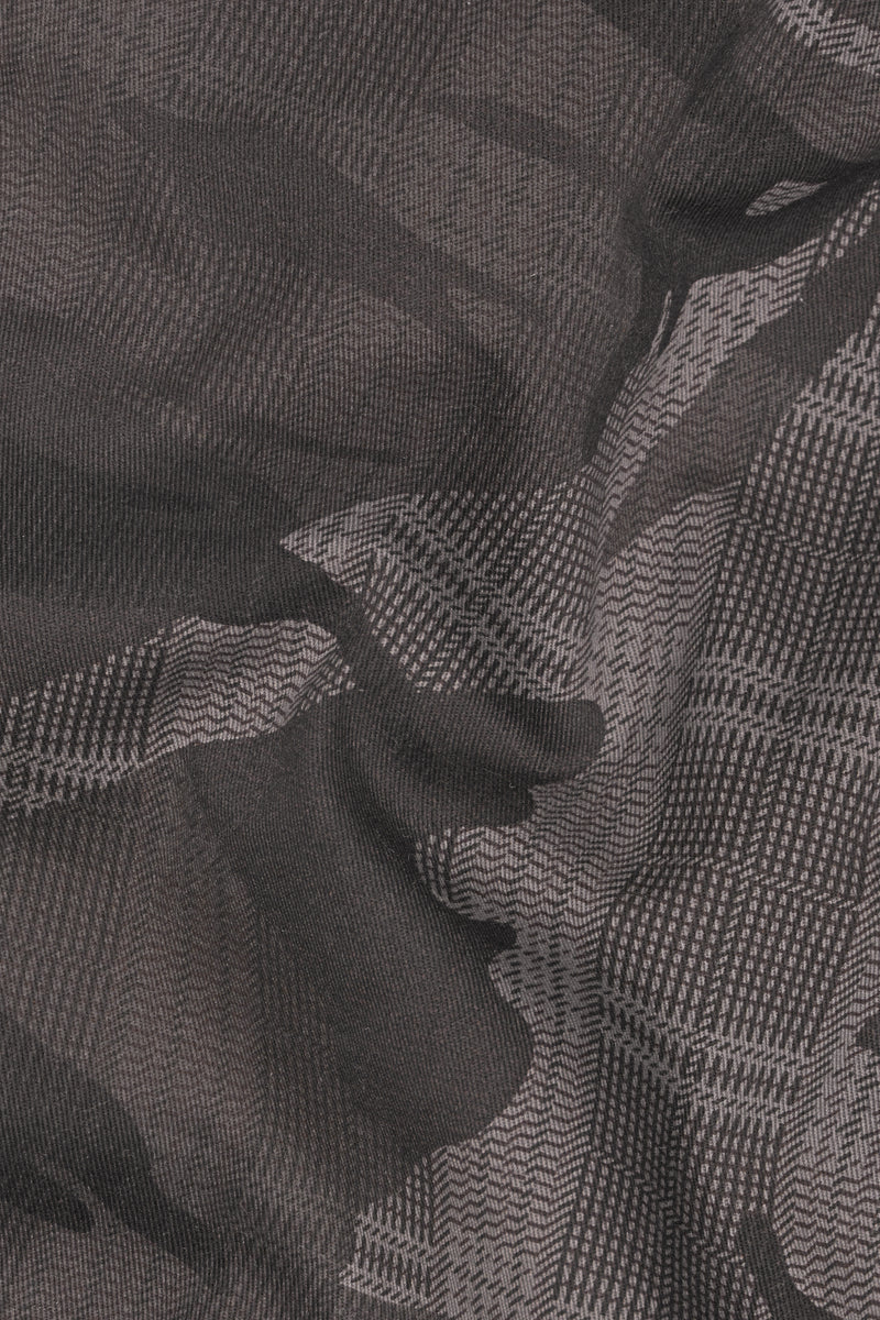 Ironside Gray with Thunder Black Checkered with Camouflage Printed Cargo Denim