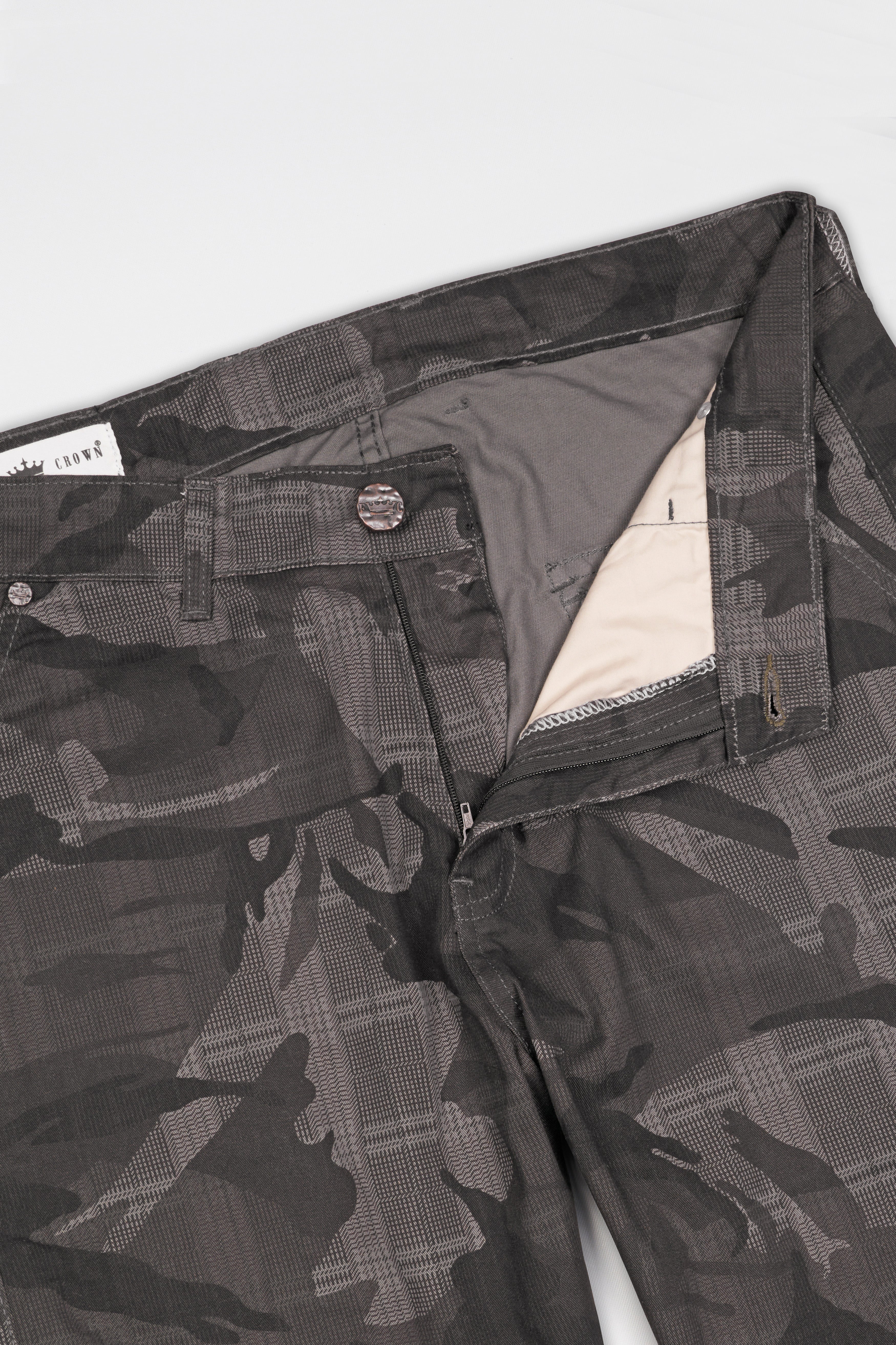 Ironside Gray with Thunder Black Checkered with Camouflage Printed Cargo Denim J249-30, J249-32, J249-34, J249-36, J249-38, J249-40