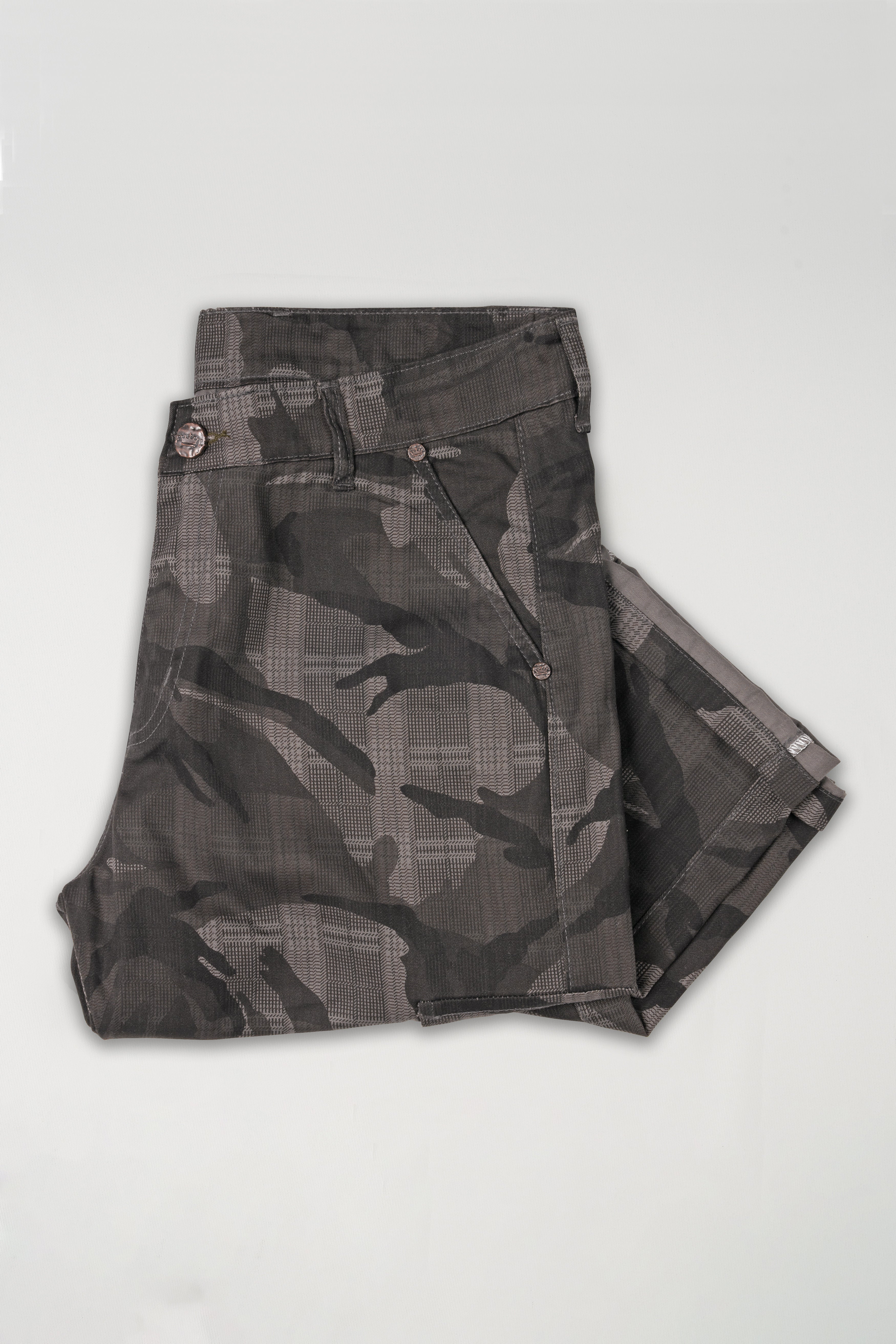 Ironside Gray with Thunder Black Checkered with Camouflage Printed Cargo Denim J249-30, J249-32, J249-34, J249-36, J249-38, J249-40