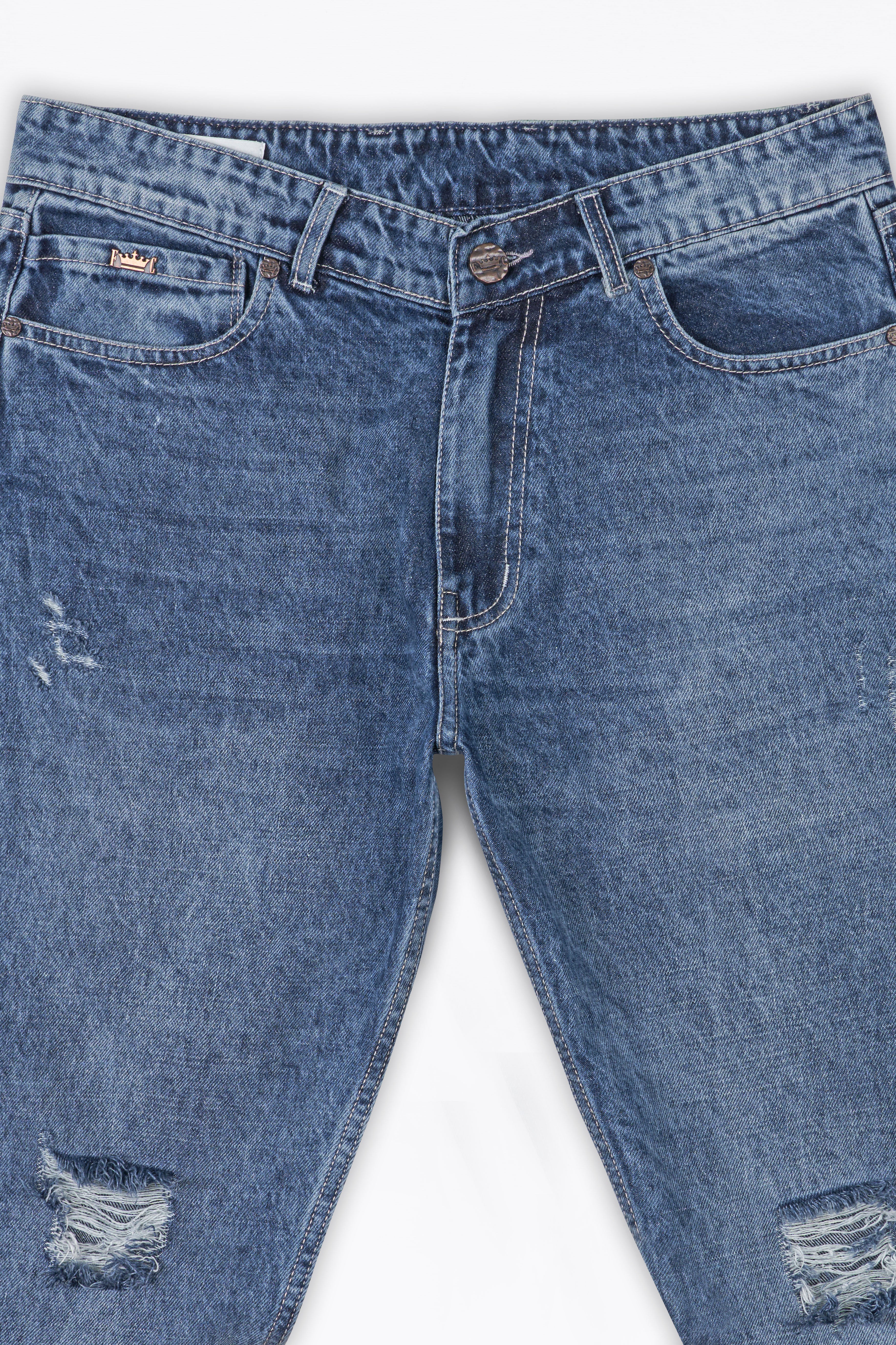 Metallic Blue Whiskering Wash Mildly Distressed Denim J253-30, J253-32, J253-34, J253-36, J253-38, J253-40