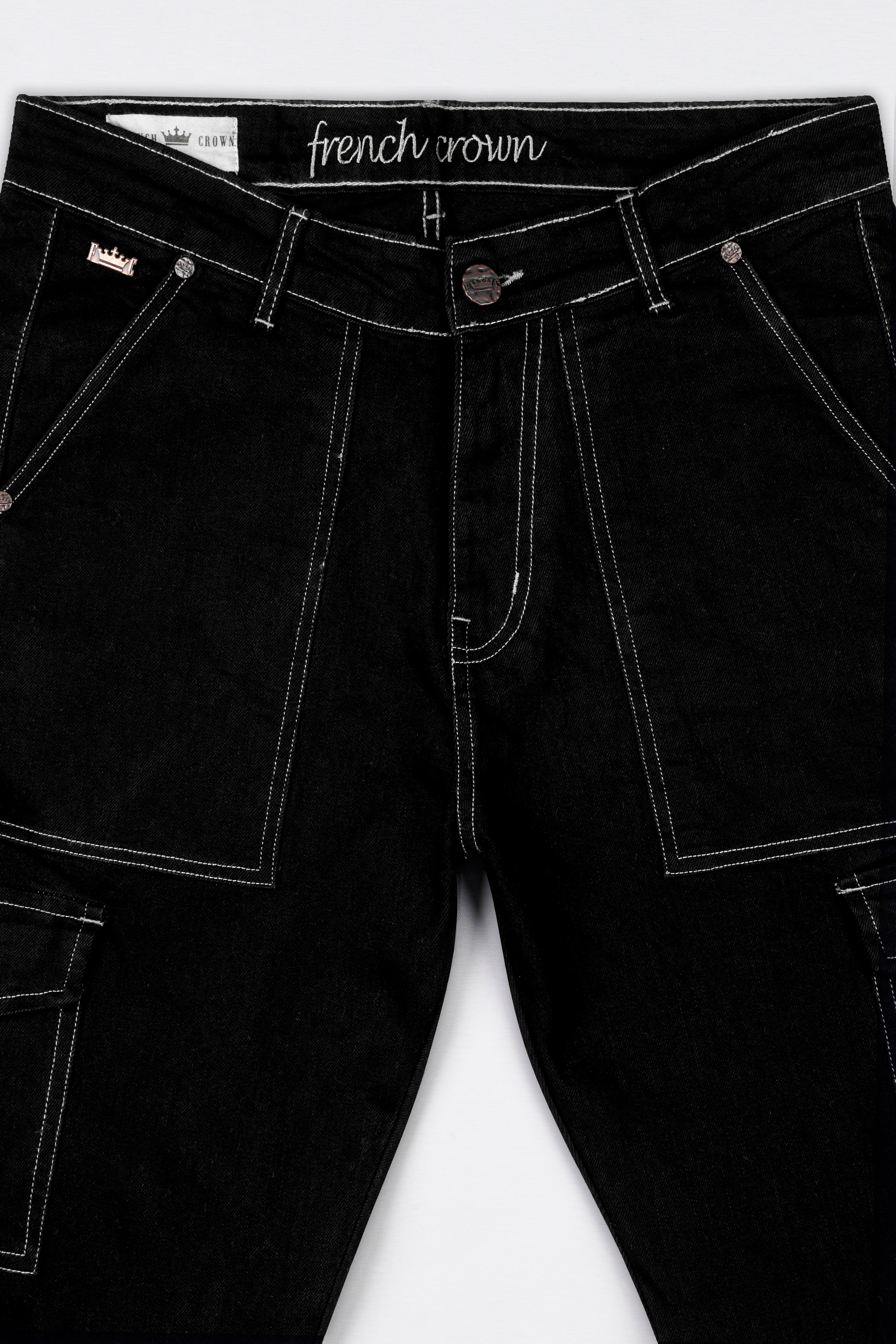 Jade Black Rinse Wash Cargo Denim J254-30, J254-32, J254-34, J254-36, J254-38, J254-40