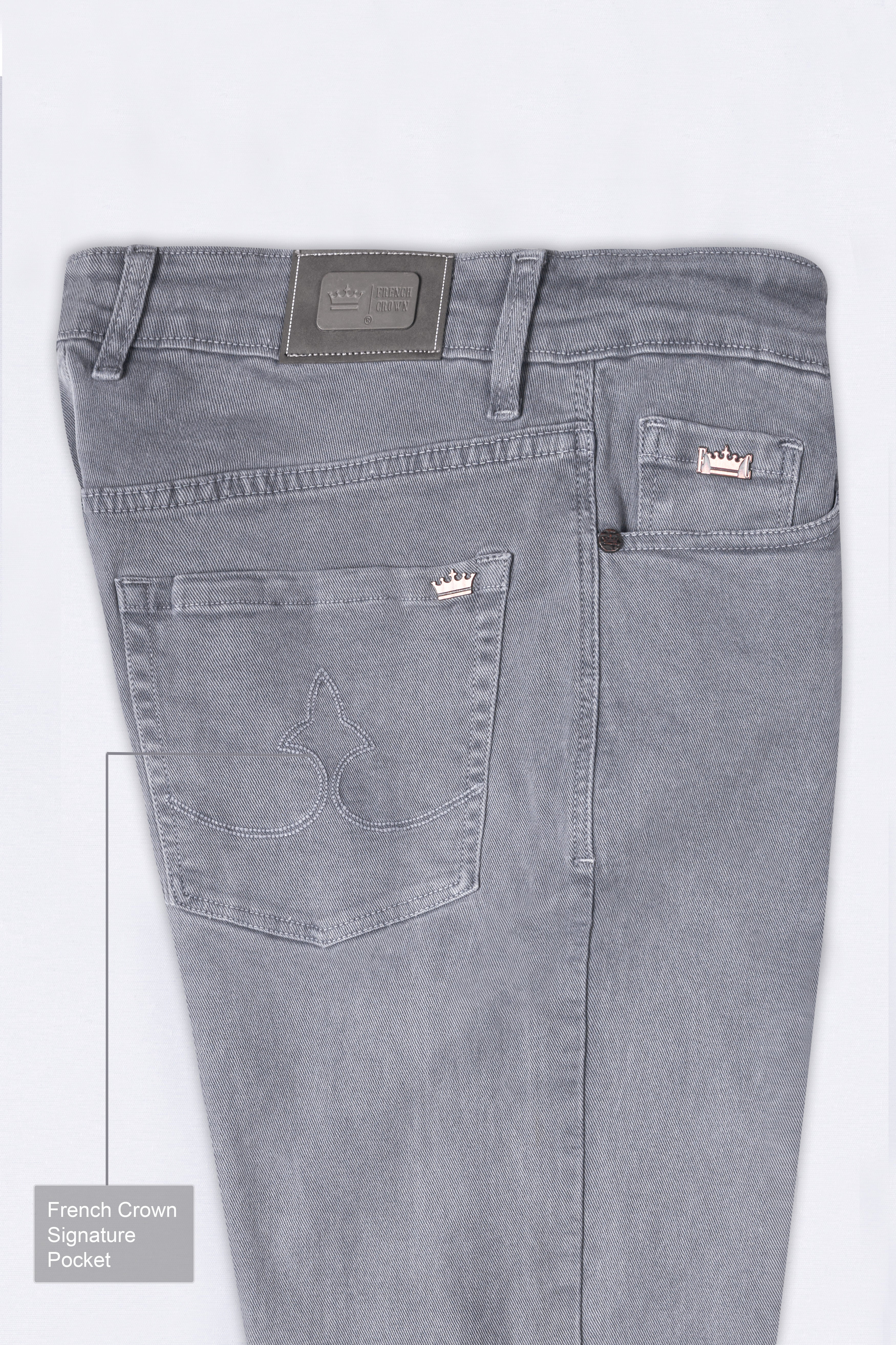 Boulder Gray Rinse Wash Mildly Distressed Stretchable Denim J264-30, J264-32, J264-34, J264-36, J264-38, J264-40