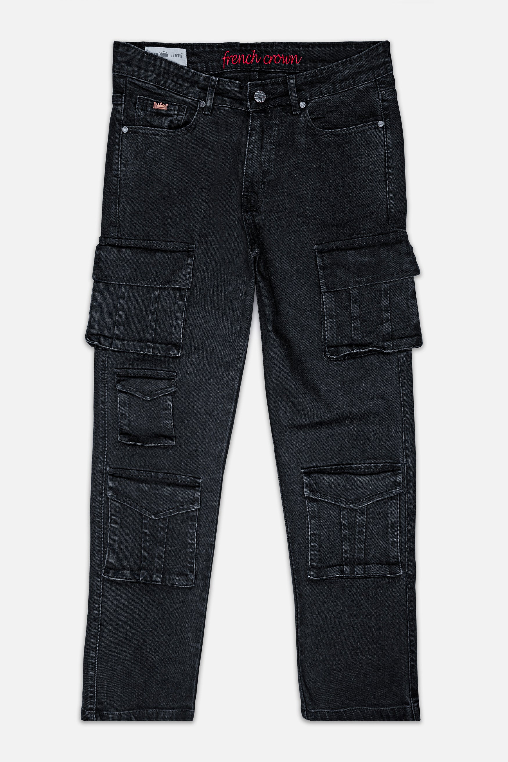 Jade Black Rinse Wash Cargo Denim