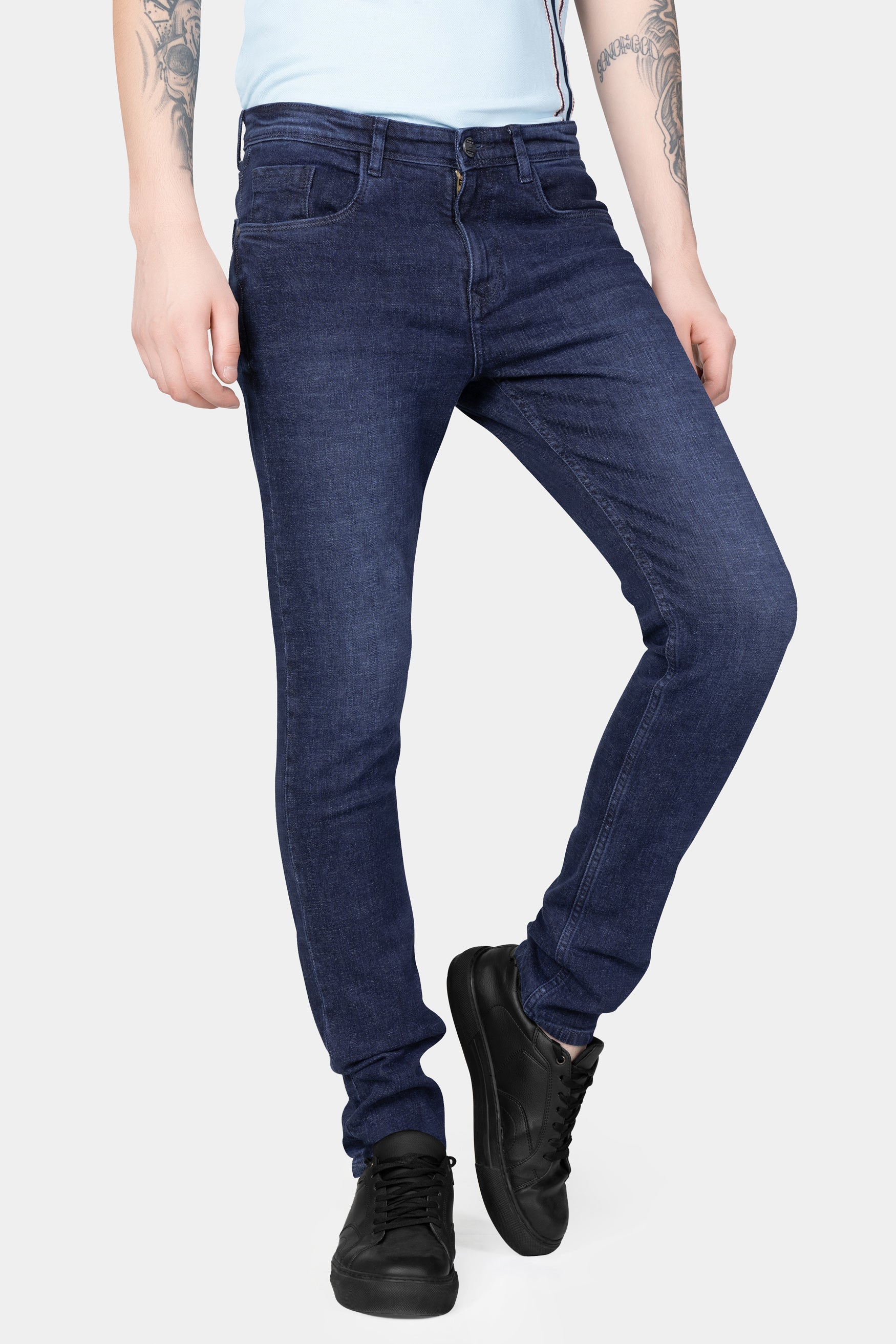 Rhino Blue Whiskering Wash Stretchable Denim