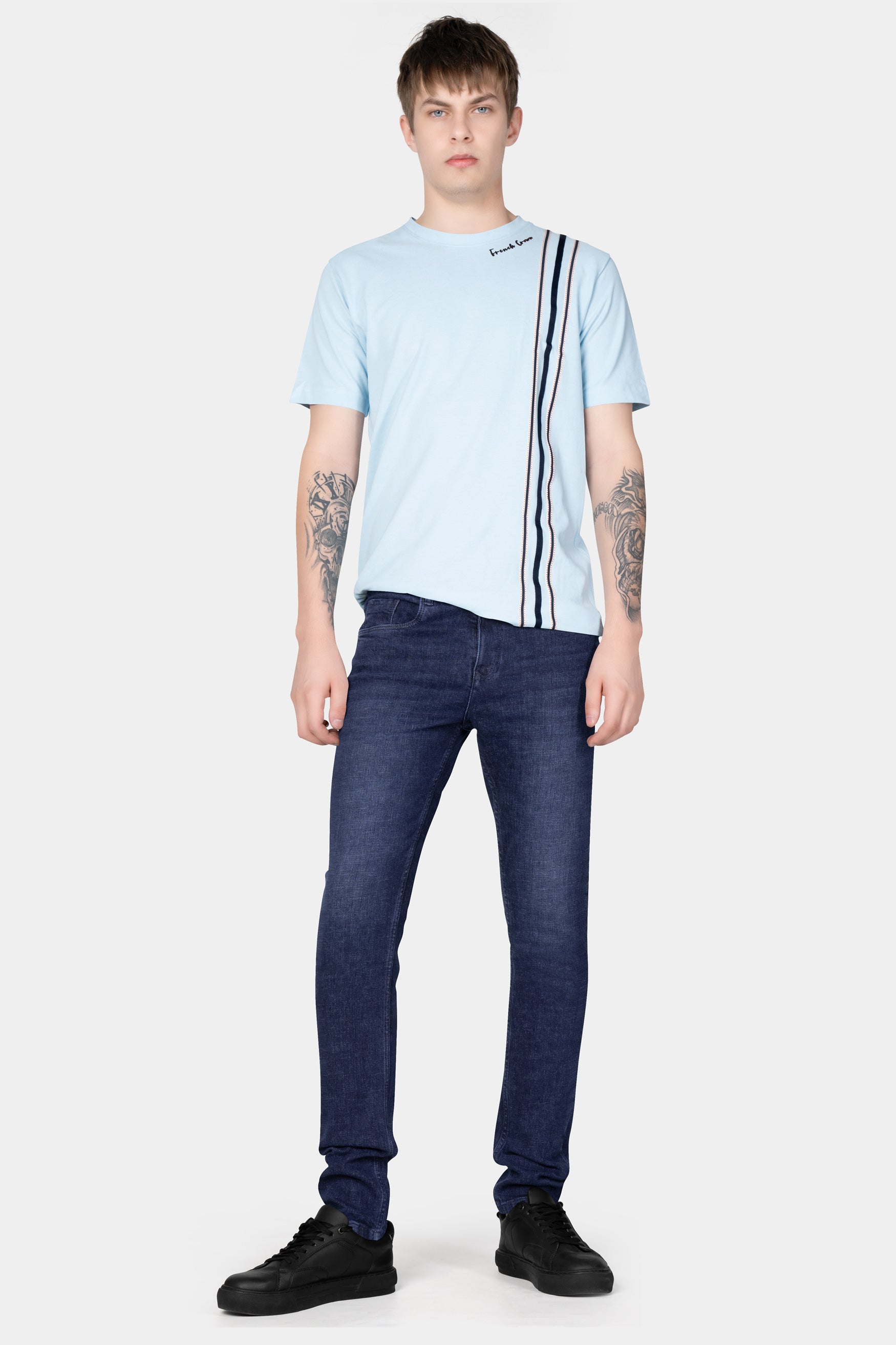 Rhino Blue Whiskering Wash Stretchable Denim