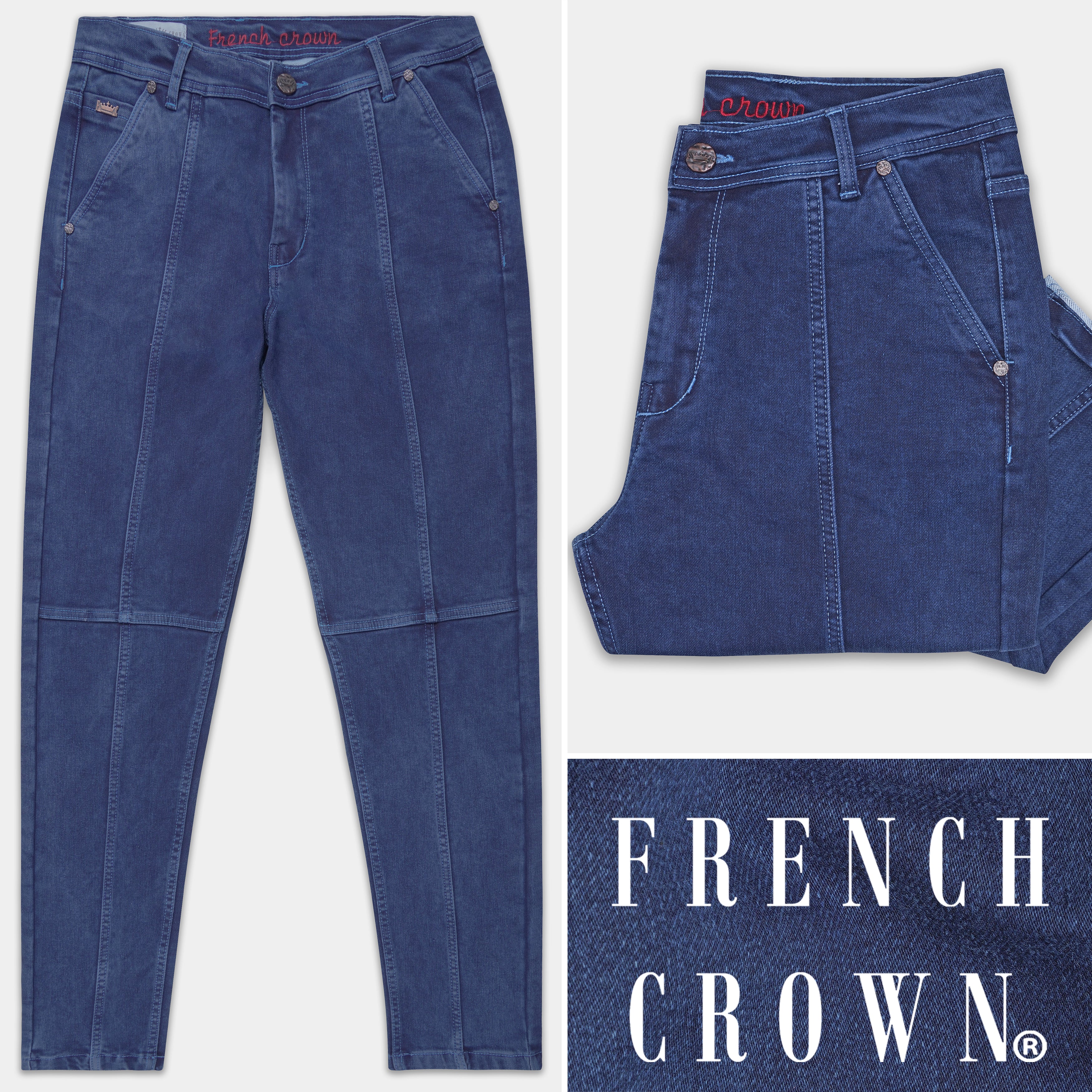 Port Gore Blue Slim-Tapered Fit Mid-Rise Clean Look Denim Jeans