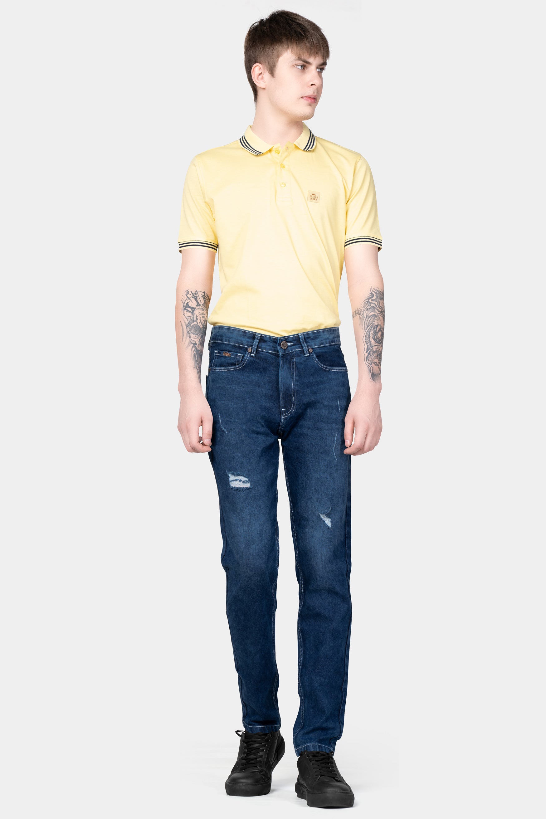 Rhino Blue Mildly Distressed Whiskering Wash Denim J316-30, J316-32, J316-34, J316-36, J316-38, J316-40