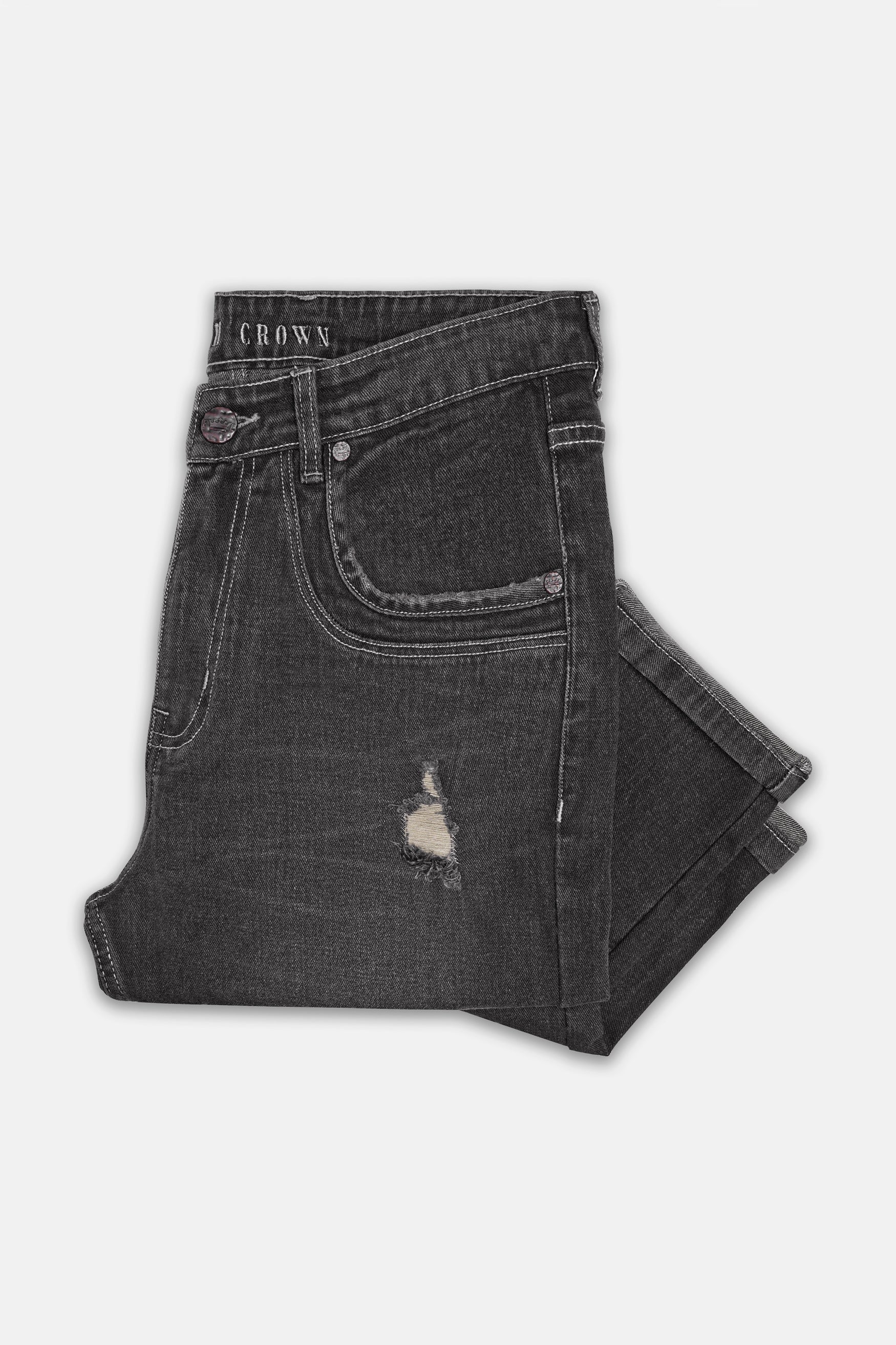 Gravel Gray Whiskering Wash Mildly Distressed Denim