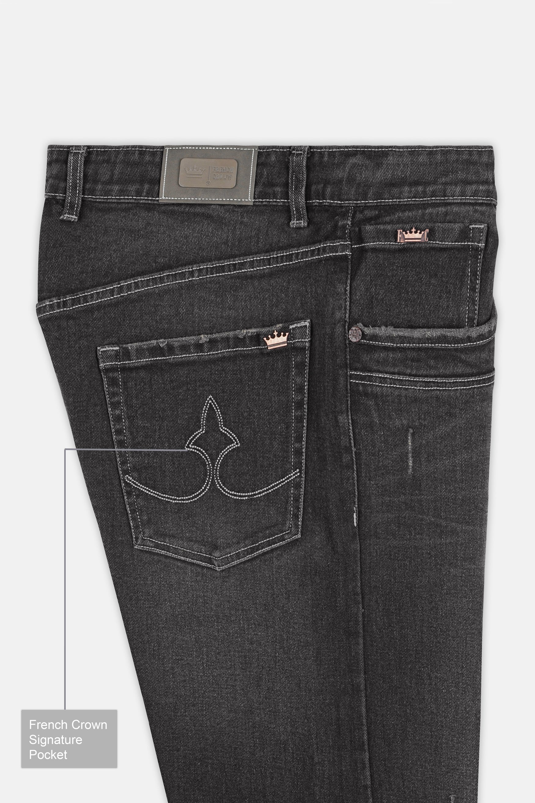 Gravel Gray Whiskering Wash Mildly Distressed Denim
