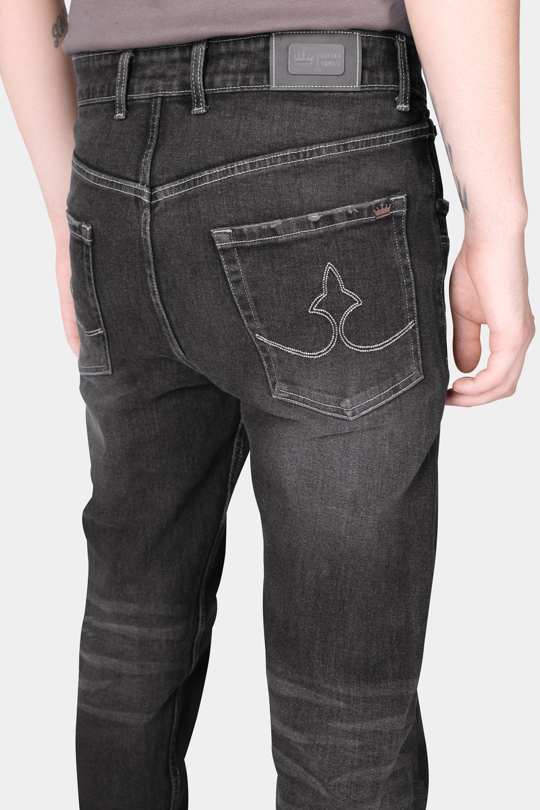 Gravel Gray Whiskering Wash Mildly Distressed Denim