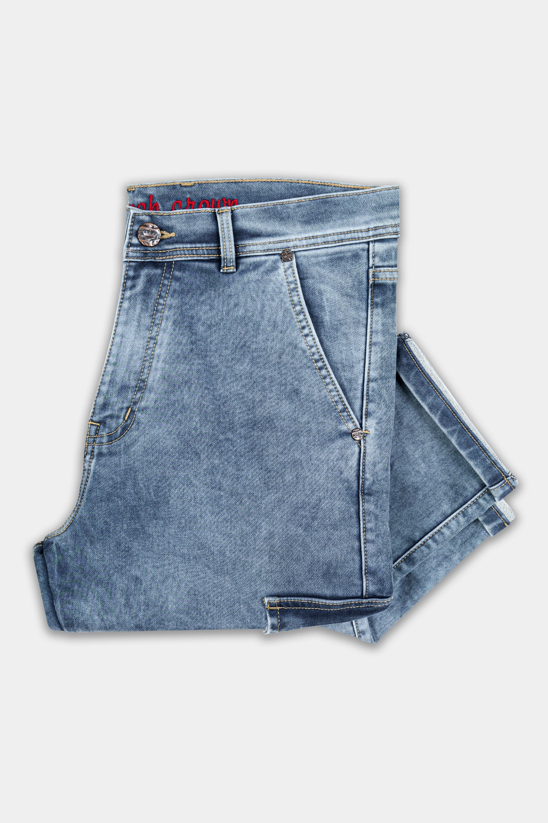 Cyan Blue with Camouflage Cargo Pocket Designer Stretchable Denim