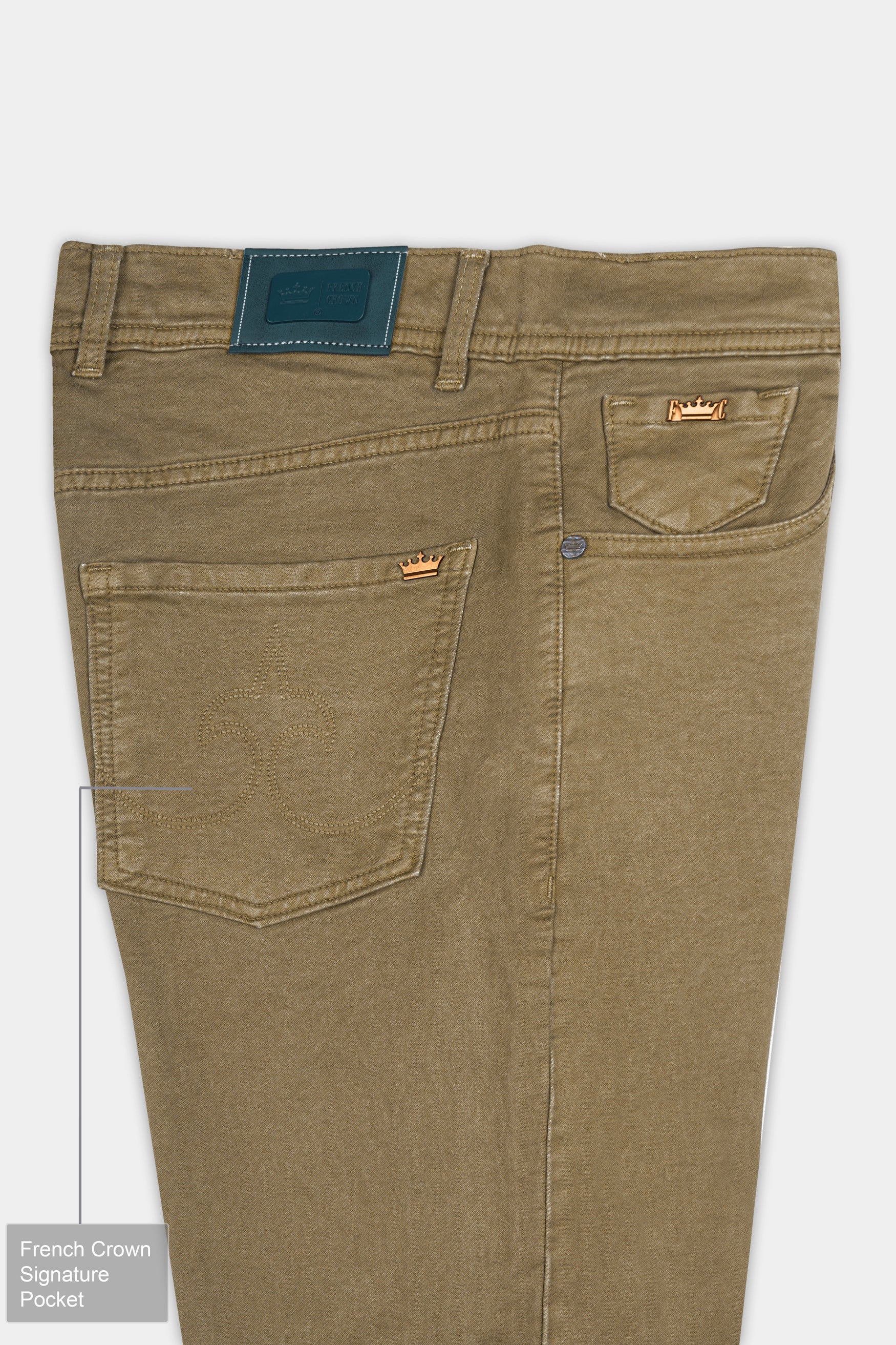 Shadow Khaki Clean Look Stretchable Denim