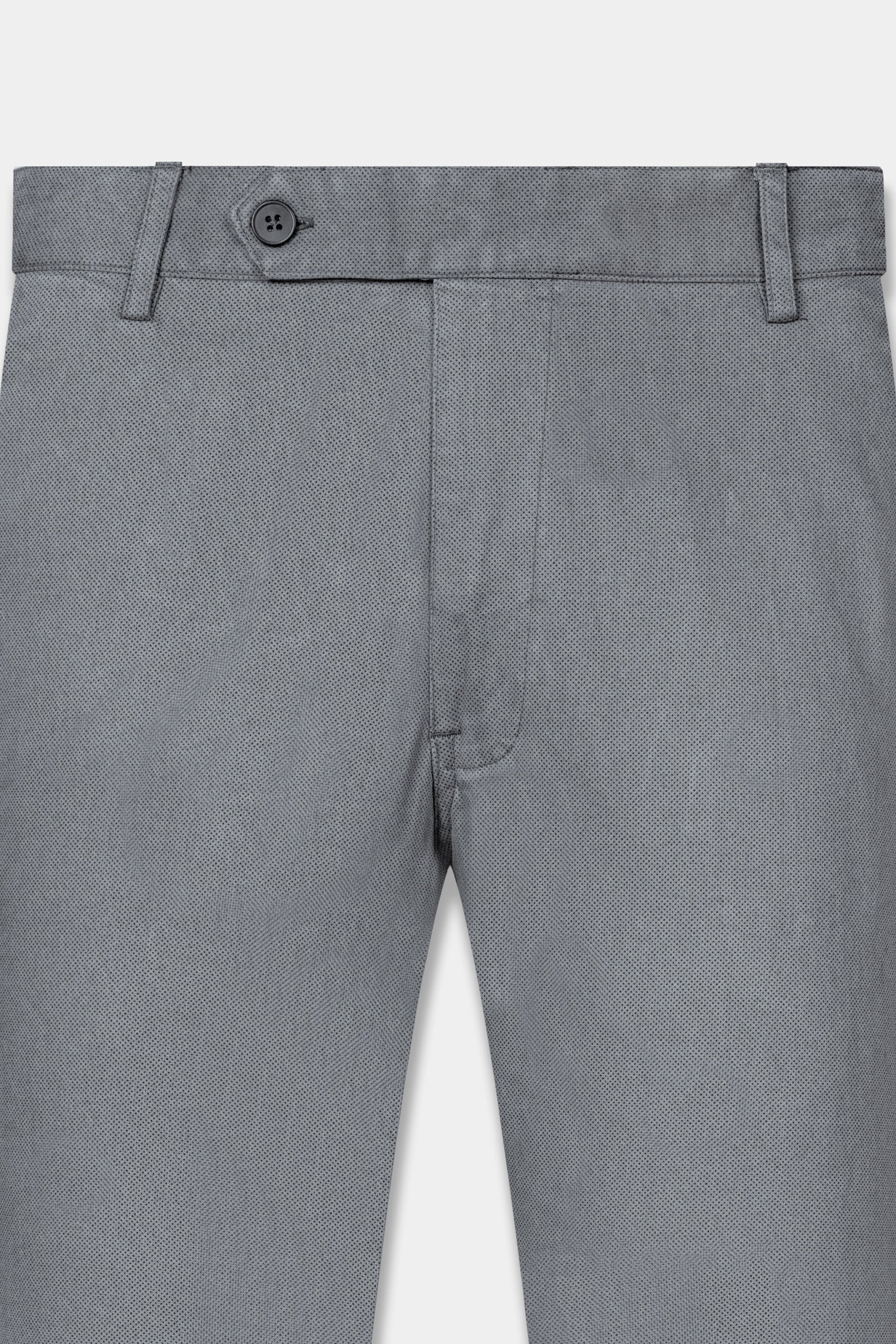 Raven Gray Micro Dots Textured Premium Cotton Chinos Pant