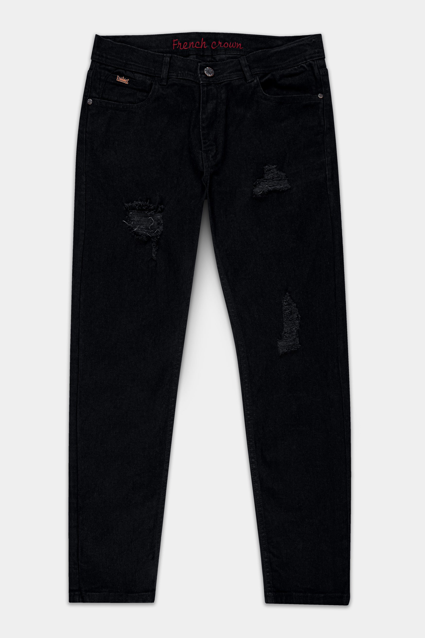 Jade black mildly Distressed Rinse washed Denim