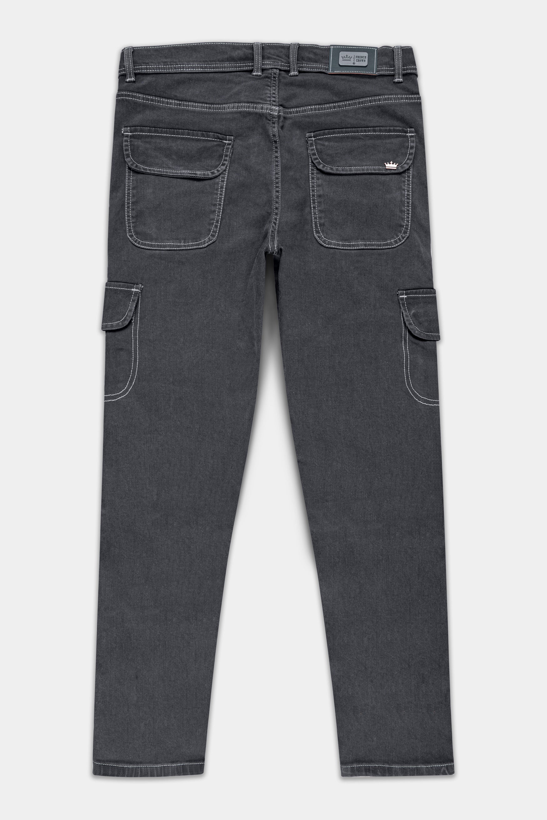 Charcoal Gray Rinse washed Cargo Denim