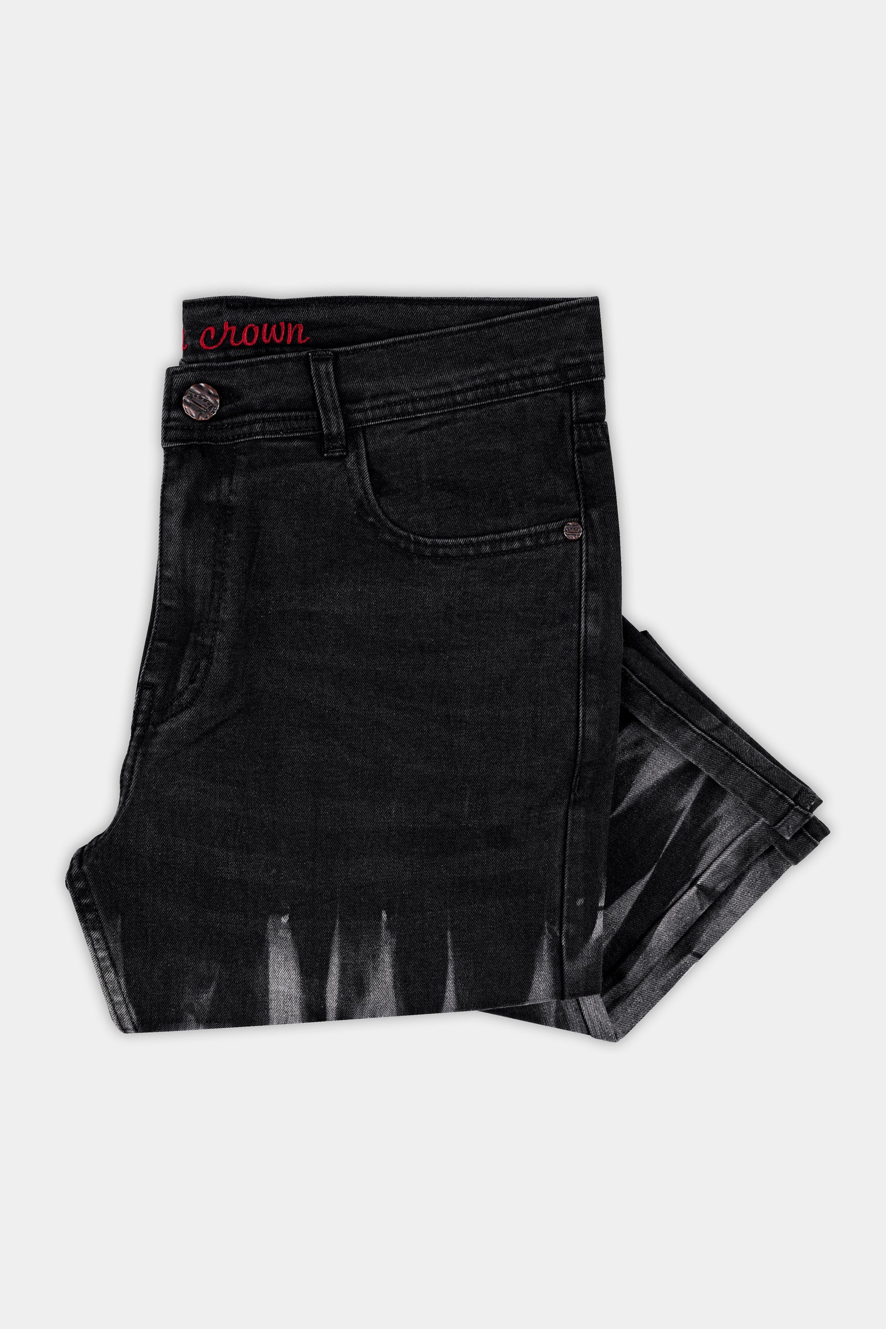 Shark Black with Venus Gray Heavily Washed Stretchable Denim