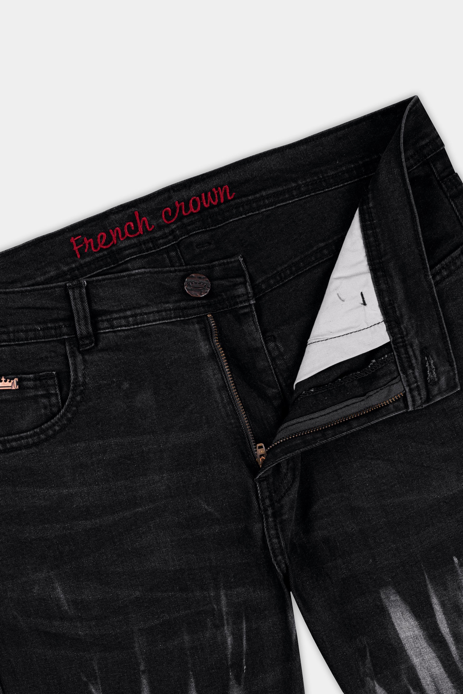 Shark Black with Venus Gray Heavily Washed Stretchable Denim