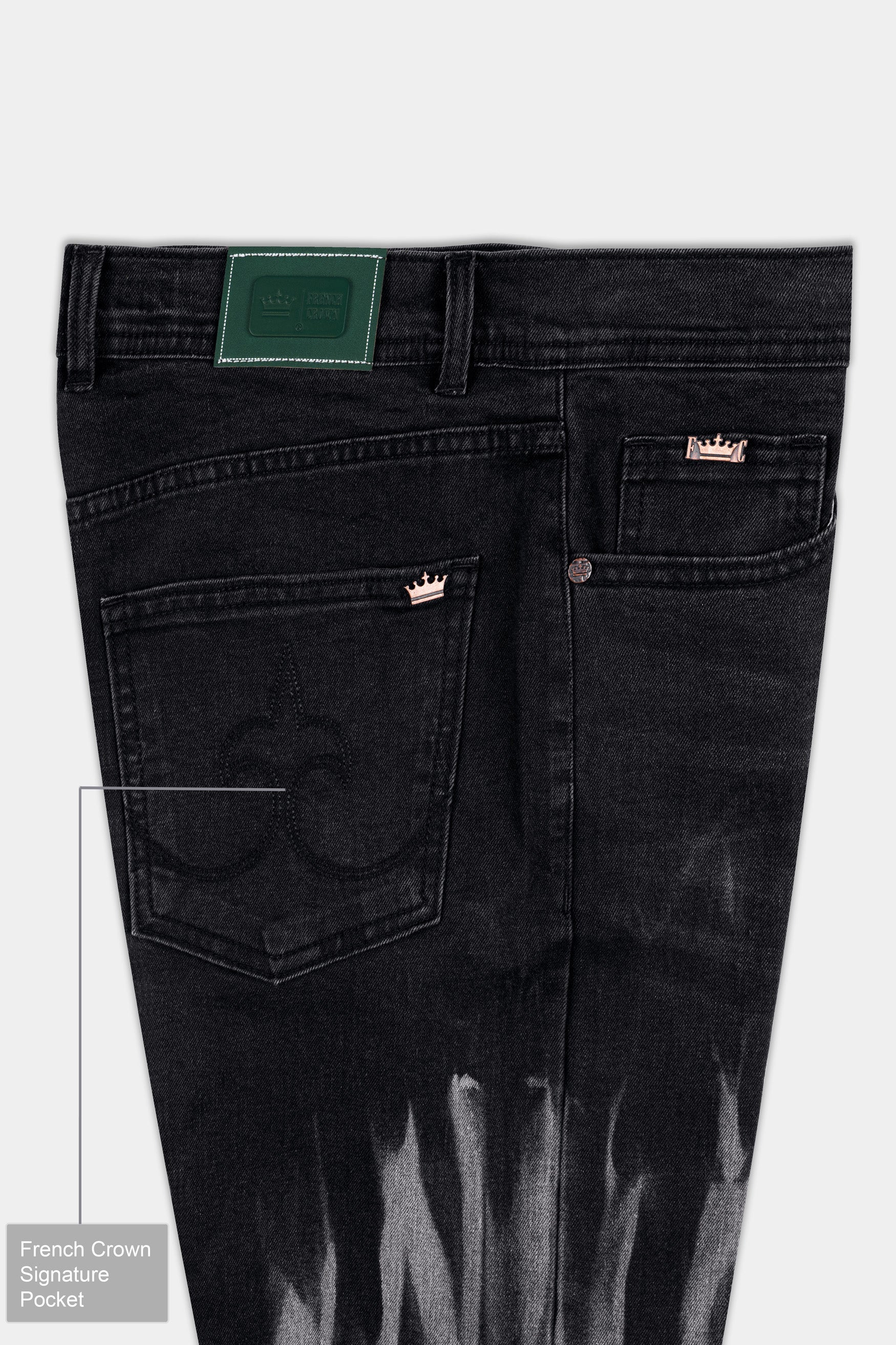 Shark Black with Venus Gray Heavily Washed Stretchable Denim