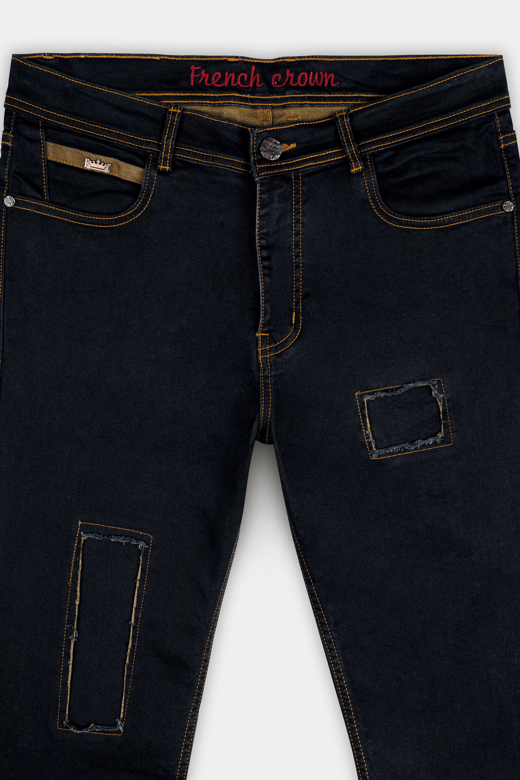 Jade Black Mildly Distressed Stretchable Denim