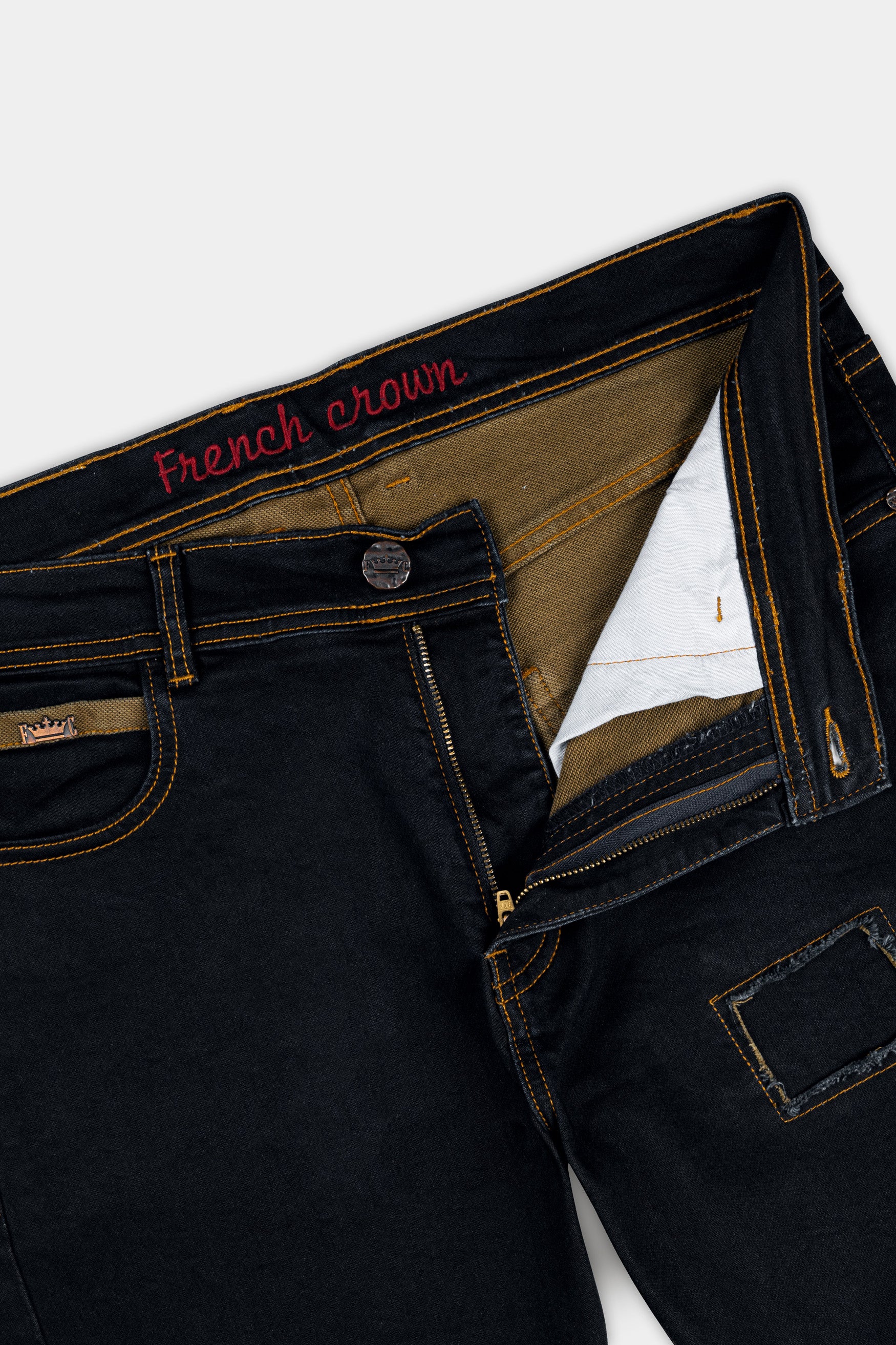 Jade Black Mildly Distressed Stretchable Denim