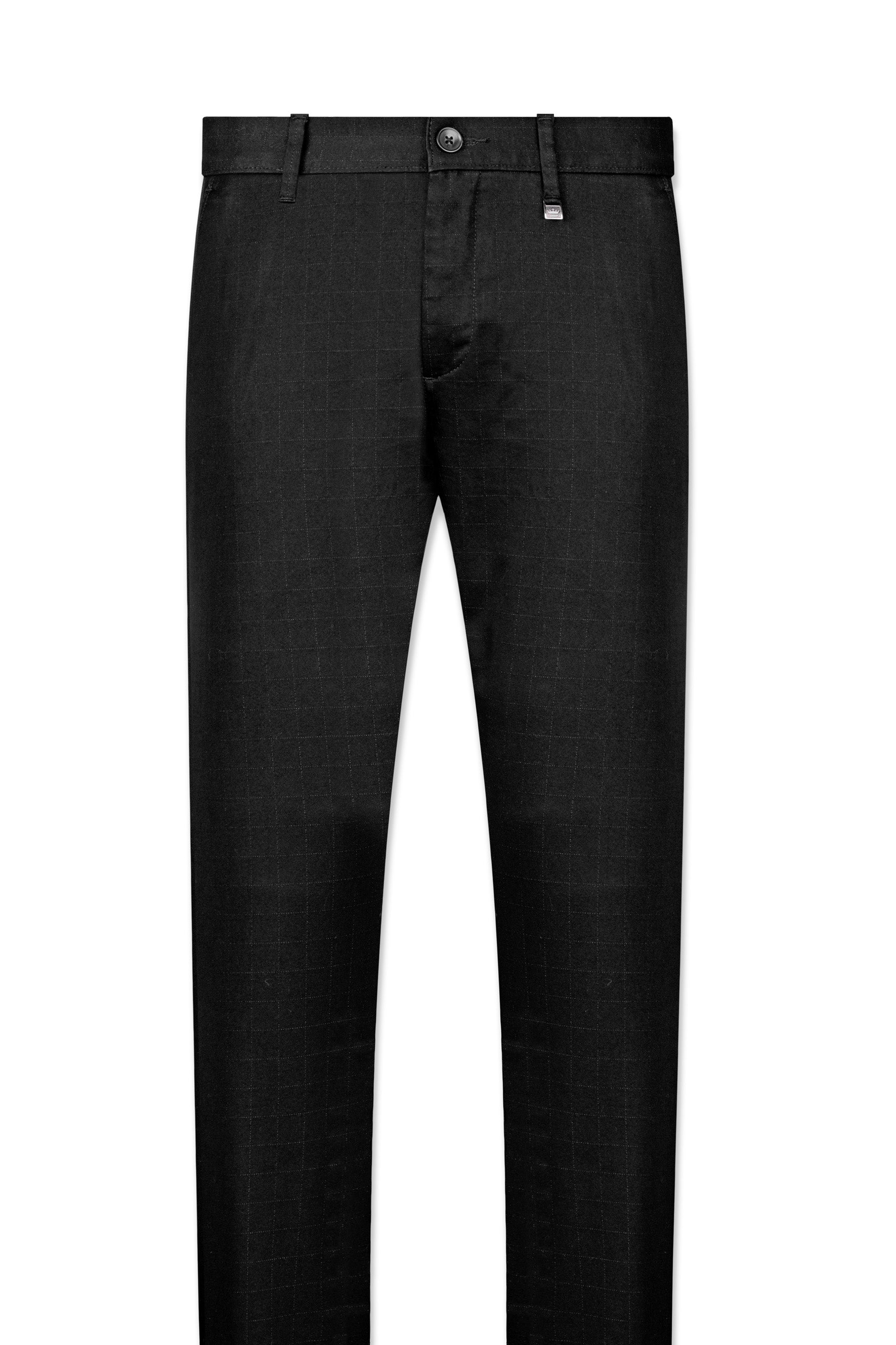 Jade Black Subtle Windowpane Premium Cotton Chinos Pant