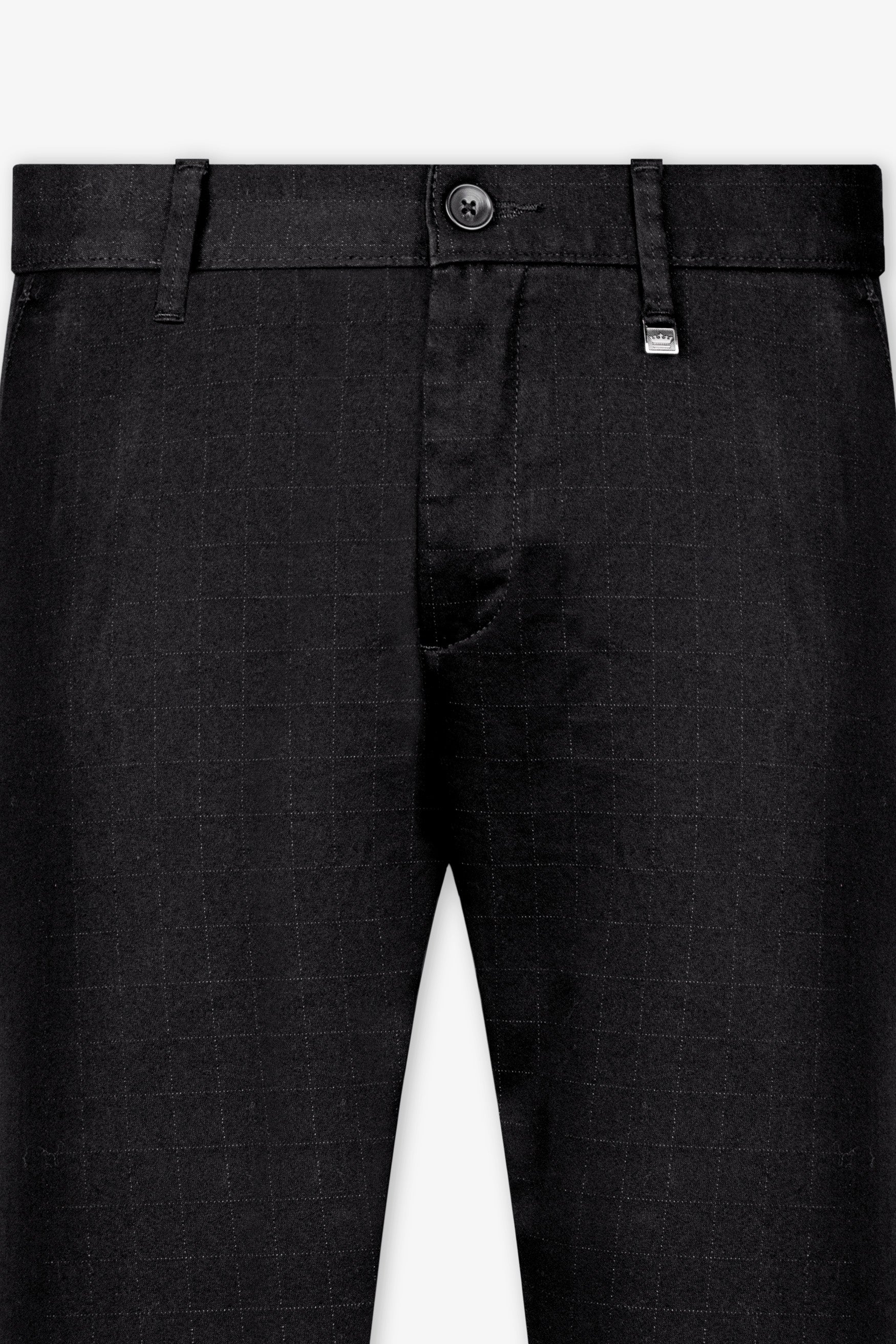 Jade Black Subtle Windowpane Premium Cotton Chinos Pant