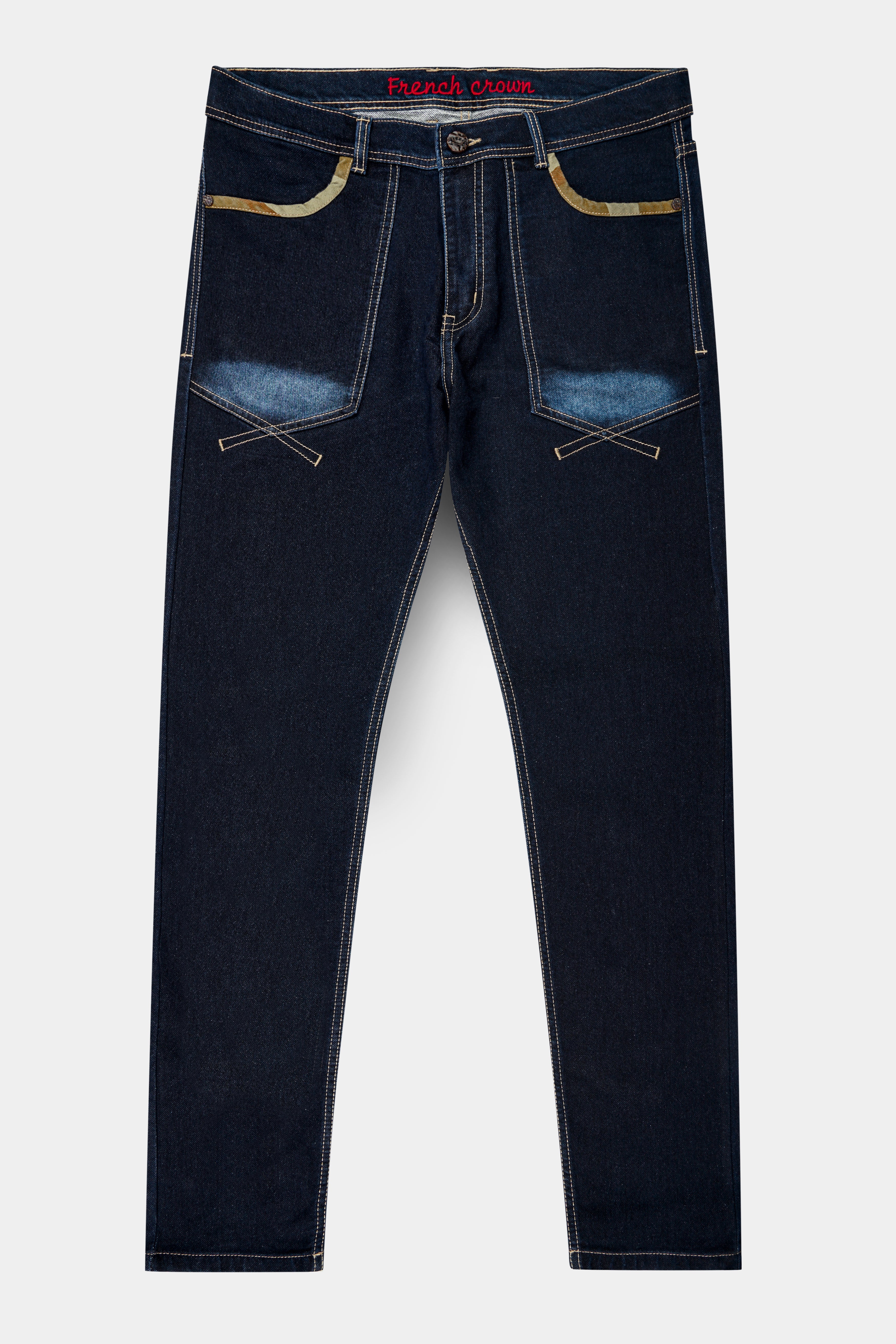Ebony Dark Blue Clean Look Stretchable Denim