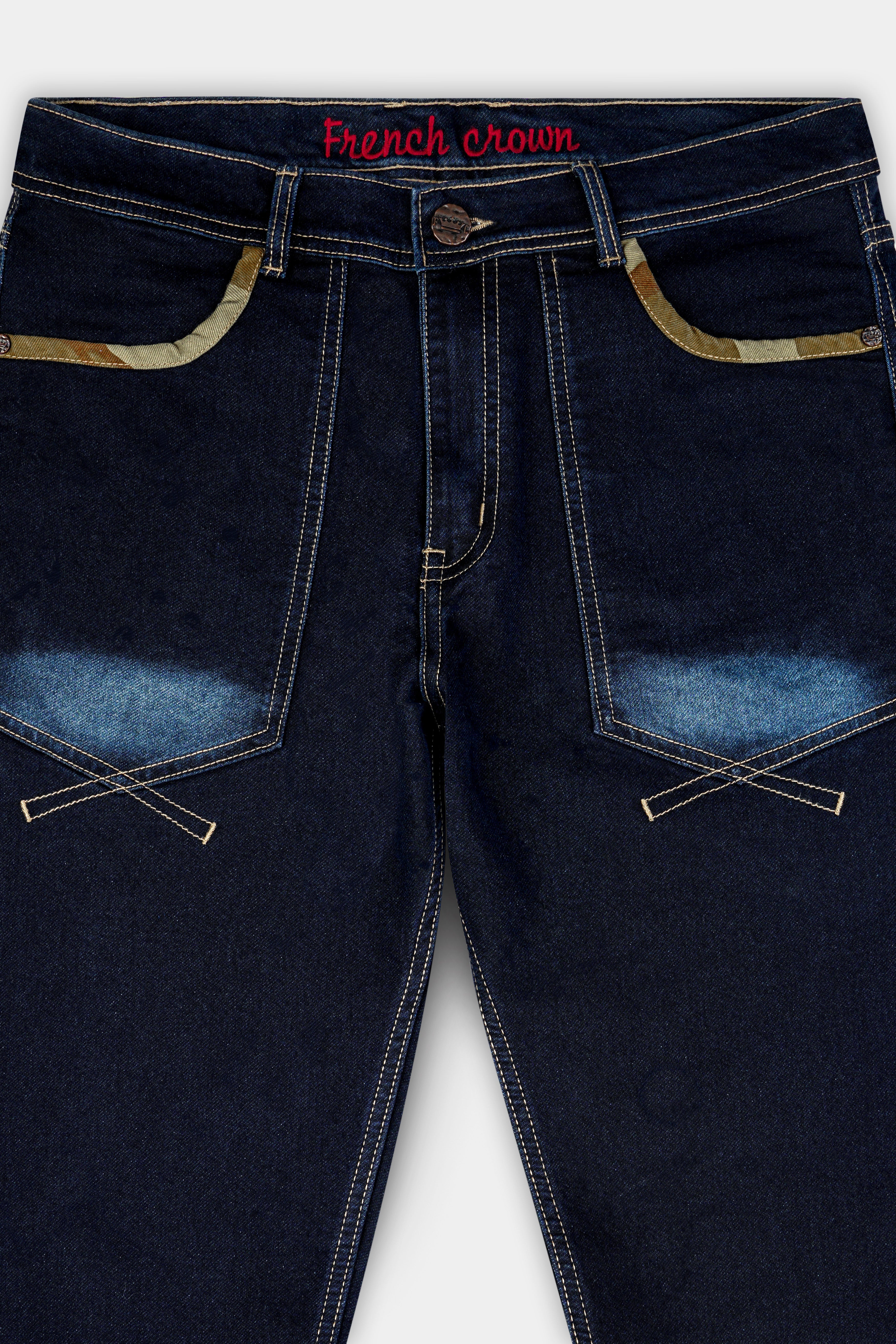 Ebony Dark Blue Clean Look Stretchable Denim