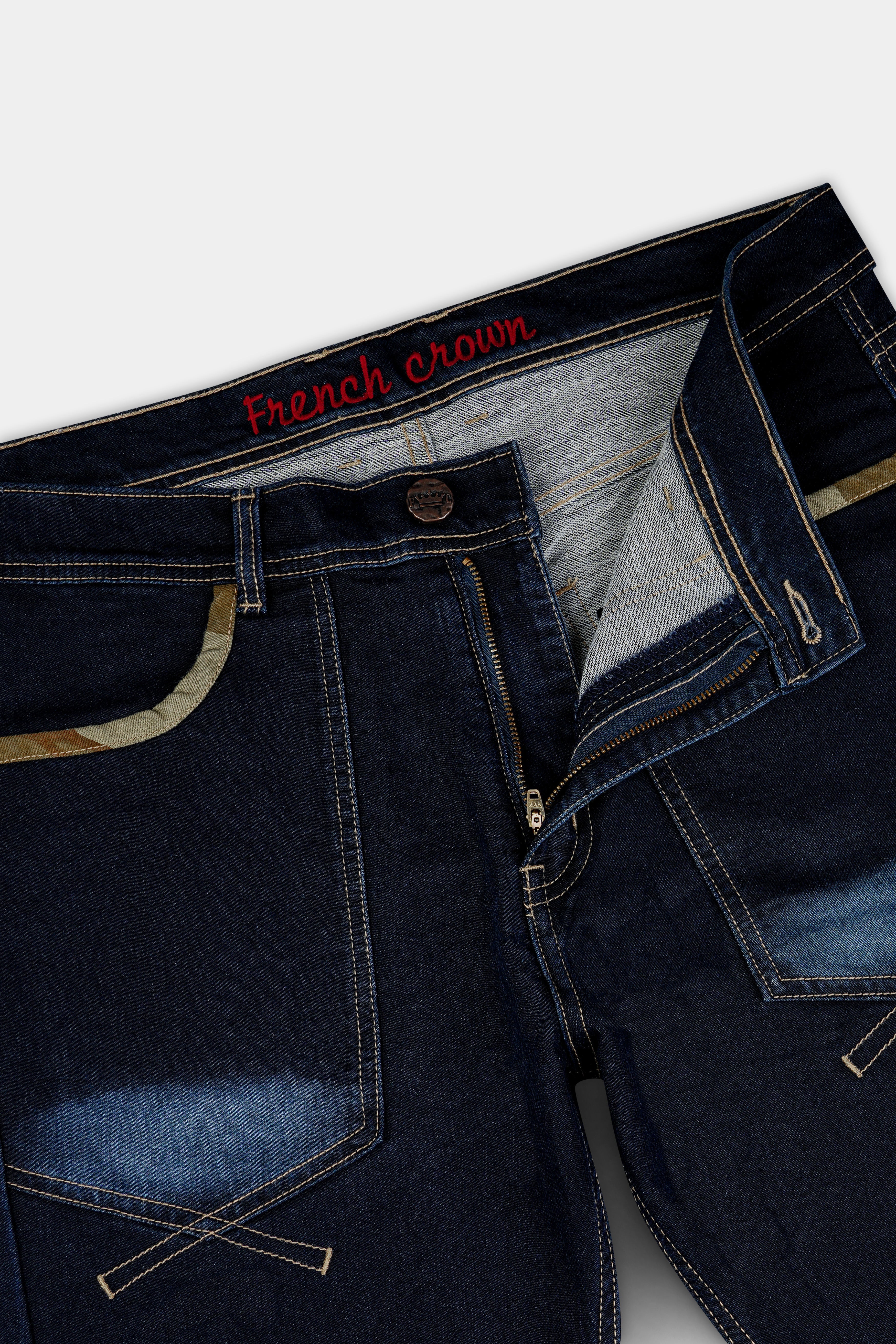 Ebony Dark Blue Clean Look Stretchable Denim