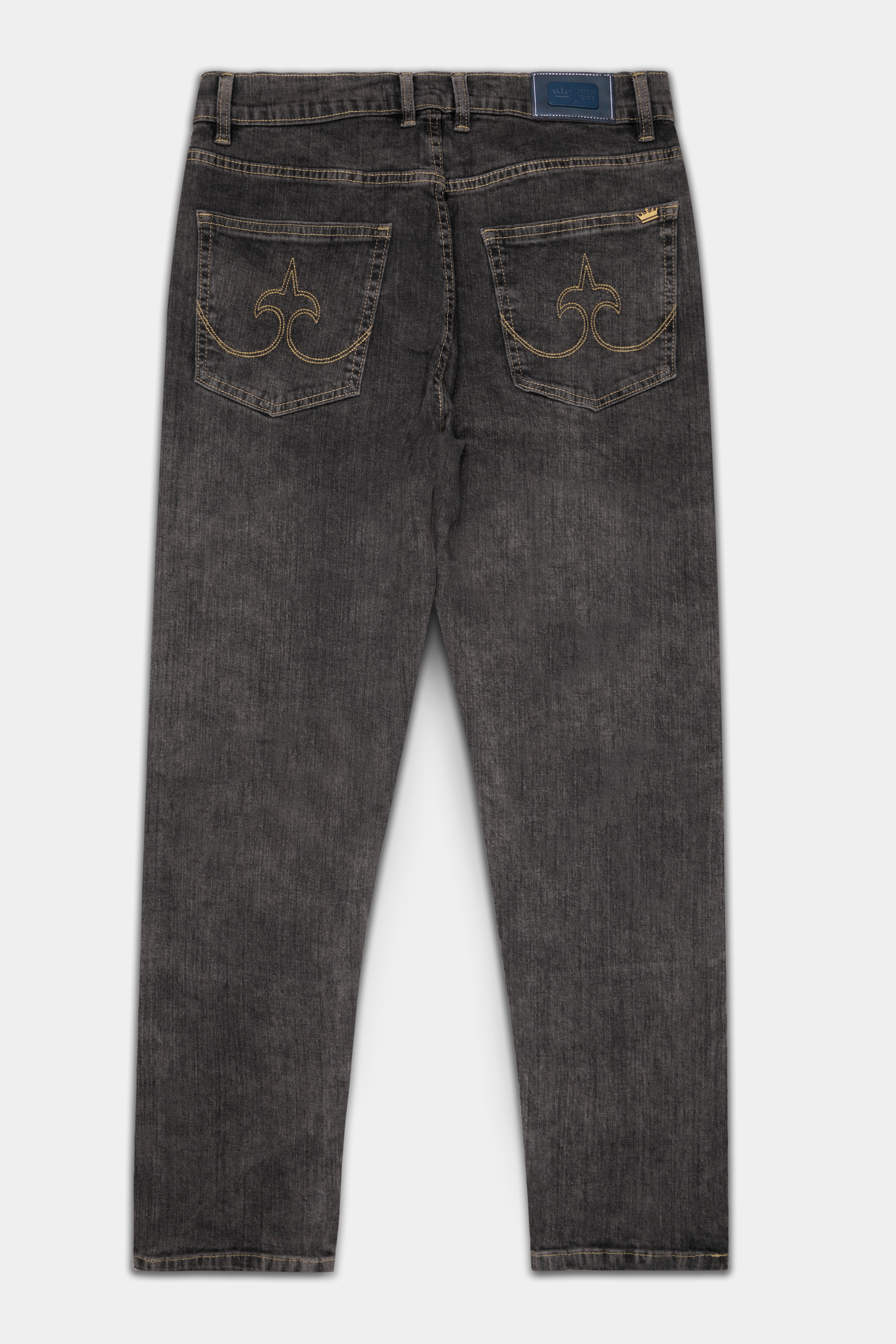 Iridium Gray Textured Stretchable Cargo Denim