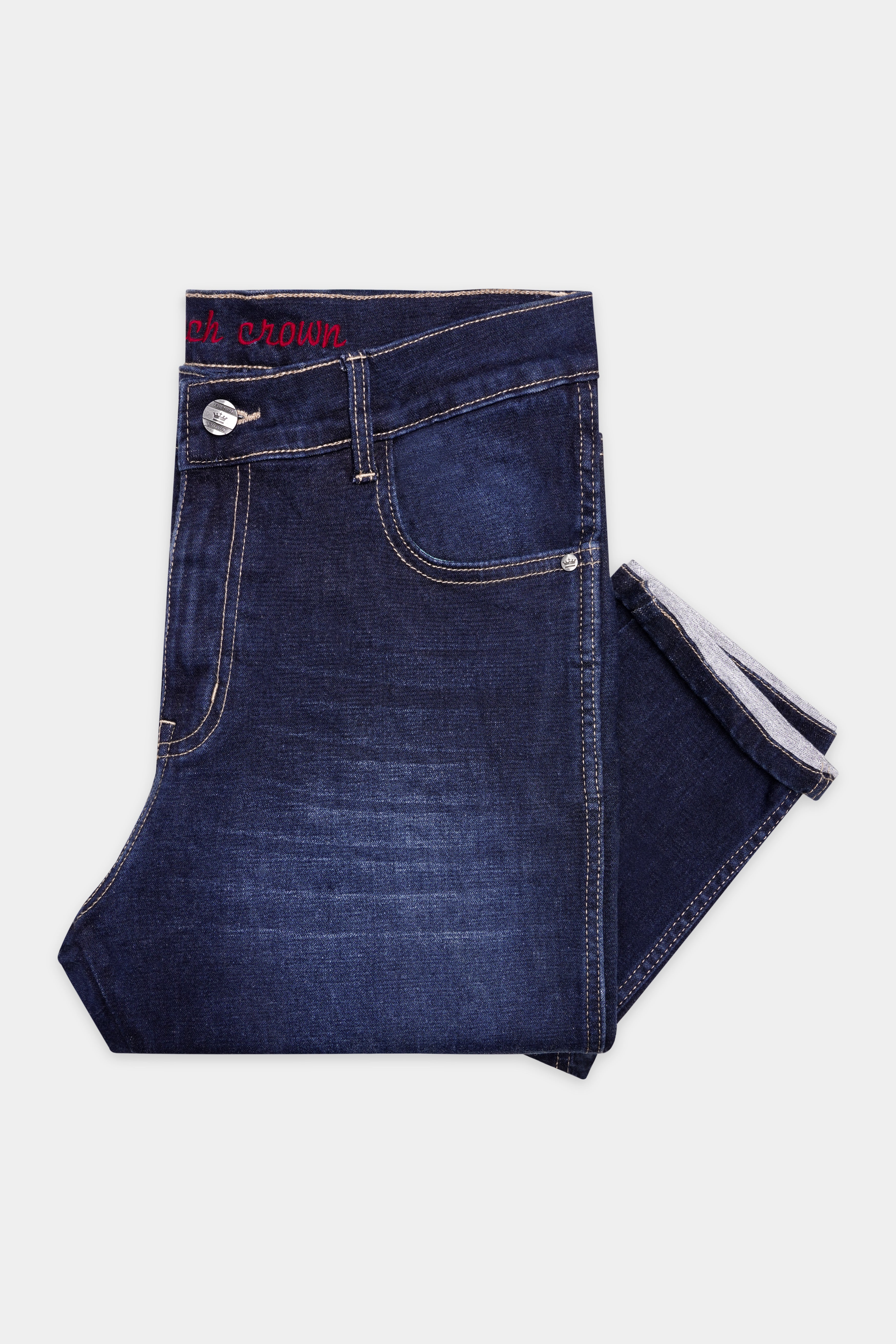 Bleached Cedar Blue Whiskering Washed Stretchable Denim